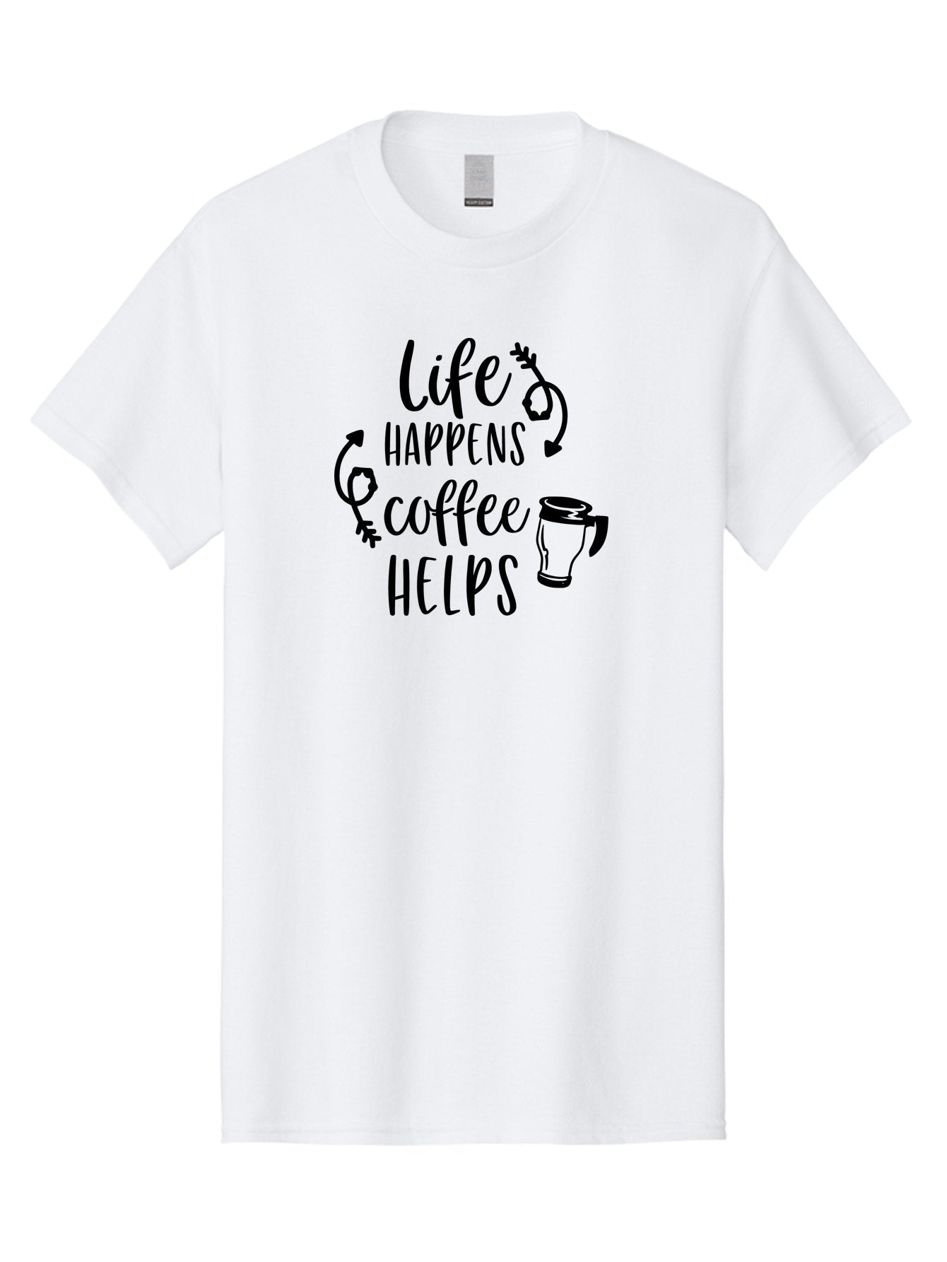 Life-Happens-Coffee-Helps Men'S Graphic Tee, 100% Cotton, Comfortable Casual Summer Wear, Machine Washable, Coffee Quote, Morning Motivation, Coffee Lover, Coffee Break, Daily Grind, Coffee Culture, Funny Quote Aac942 15