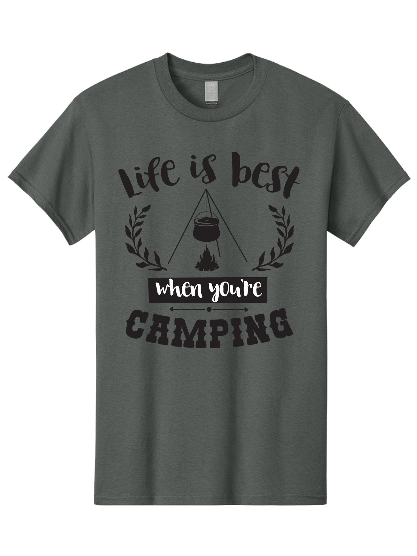Life-Is-Best-When-You-Re-Camping Men'S Graphic Tee, 100% Cotton, Comfortable Casual Summer Wear, Machine Washable, Camping Quotes, Outdoor Adventures, Wilderness Escape, Camping Lifestyle, Nature Lover, Adventure Seeker, Camping Life, Aac943 13