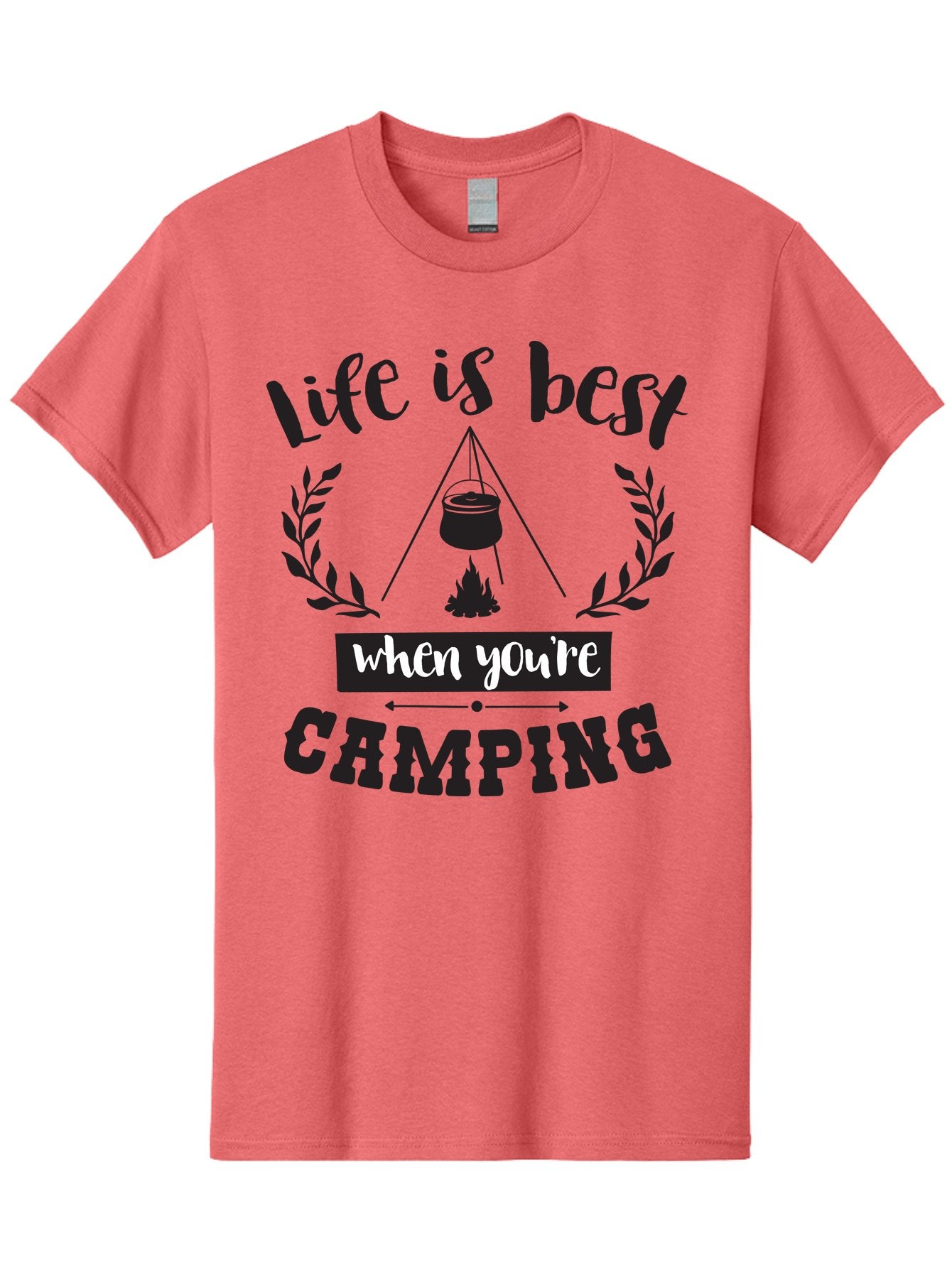 Life-Is-Best-When-You-Re-Camping Men'S Graphic Tee, 100% Cotton, Comfortable Casual Summer Wear, Machine Washable, Camping Quotes, Outdoor Adventures, Wilderness Escape, Camping Lifestyle, Nature Lover, Adventure Seeker, Camping Life, Aac943 14
