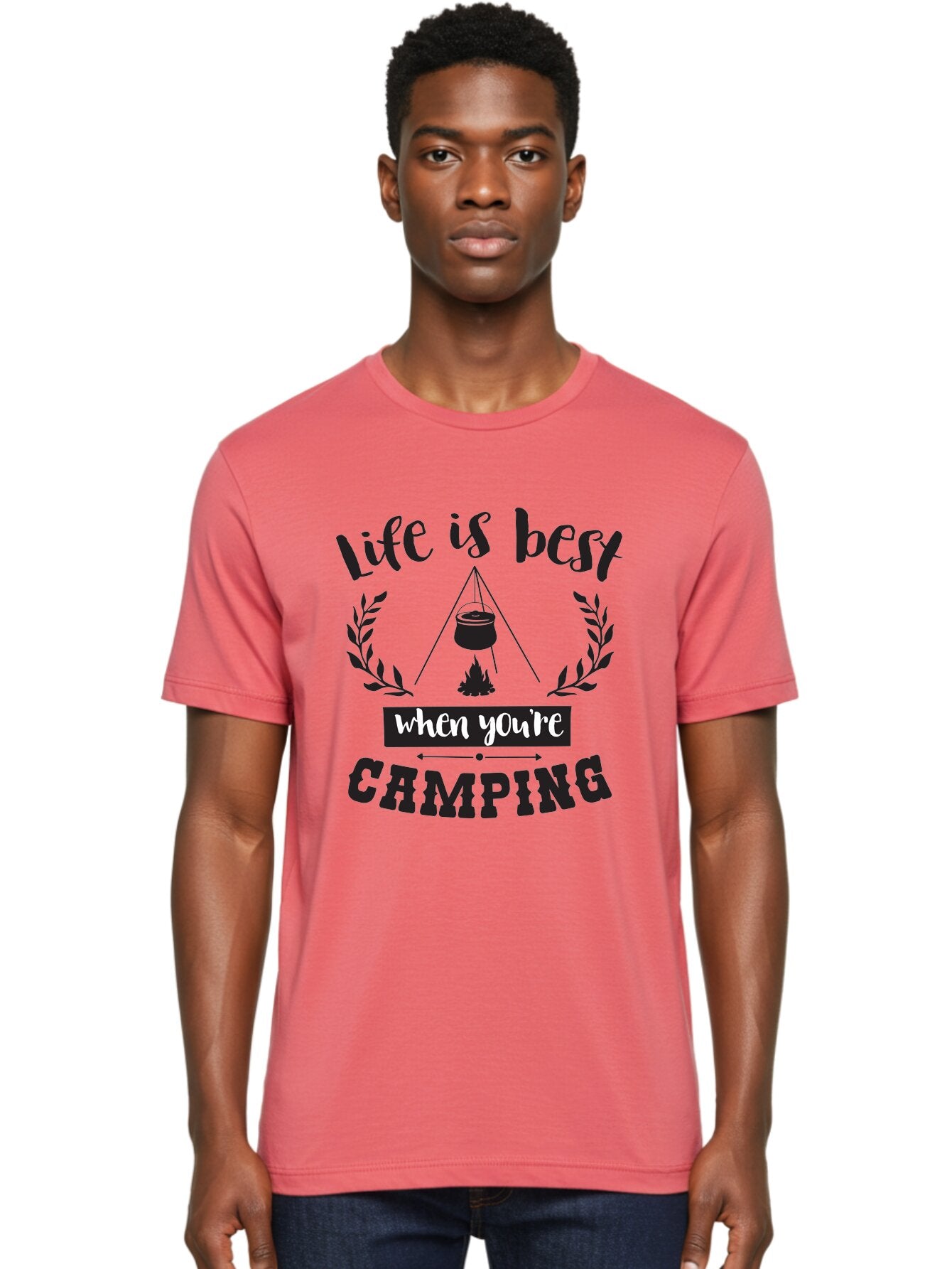Life-Is-Best-When-You-Re-Camping Men'S Graphic Tee, 100% Cotton, Comfortable Casual Summer Wear, Machine Washable, Camping Quotes, Outdoor Adventures, Wilderness Escape, Camping Lifestyle, Nature Lover, Adventure Seeker, Camping Life, Aac943 29