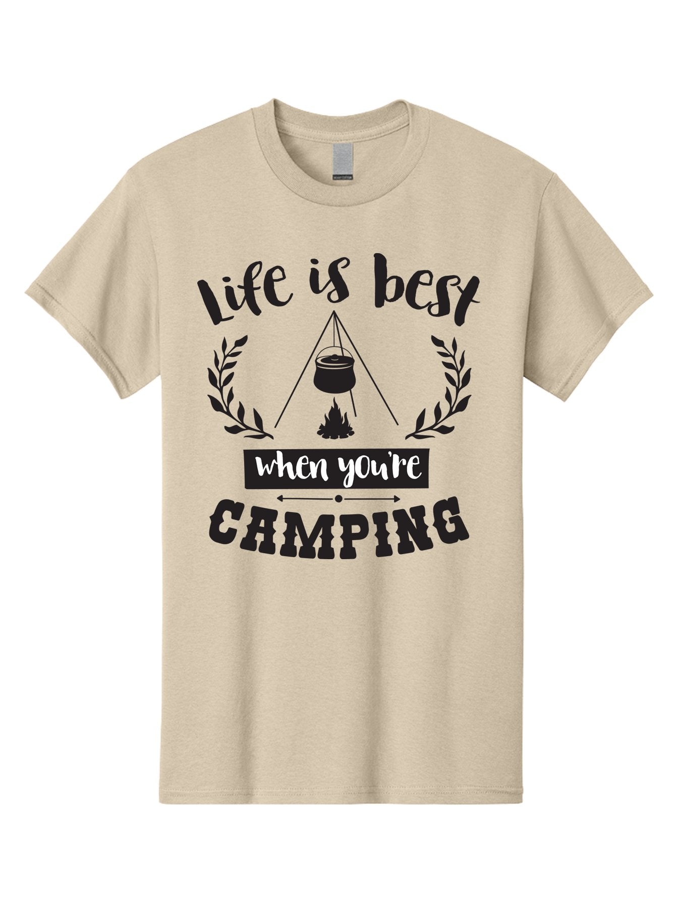 Life-Is-Best-When-You-Re-Camping Men'S Graphic Tee, 100% Cotton, Comfortable Casual Summer Wear, Machine Washable, Camping Quotes, Outdoor Adventures, Wilderness Escape, Camping Lifestyle, Nature Lover, Adventure Seeker, Camping Life, Aac943 5