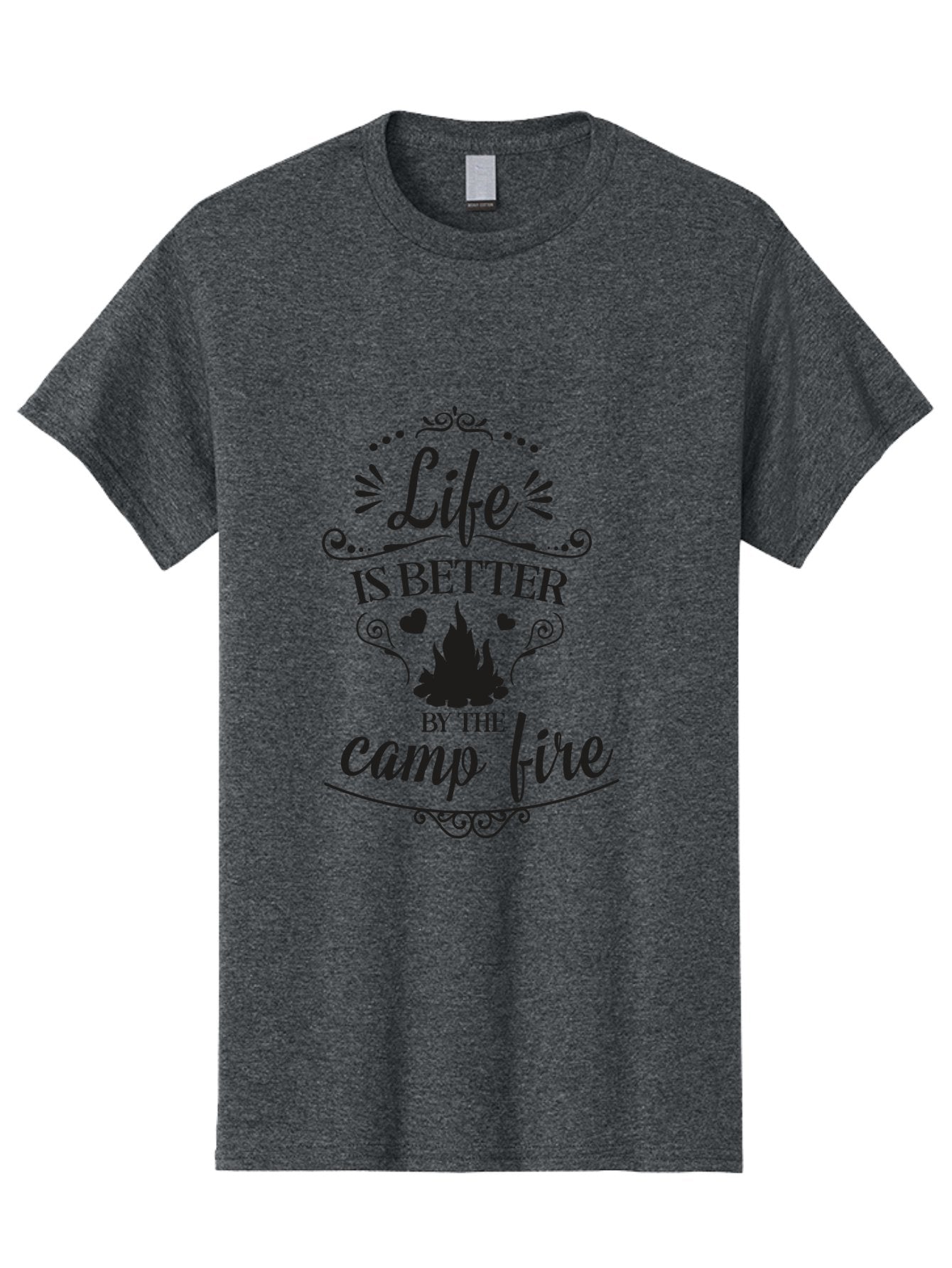Life-Is-Better-By-The-Camp-Fire Men'S Graphic Tee, 100% Cotton, Comfortable Casual Summer Wear, Machine Washable, Camping Quotes, Campfire Inspiration, Outdoor Adventure, Nature Lovers, Wilderness Exploration, Camping Life, Aac944 13