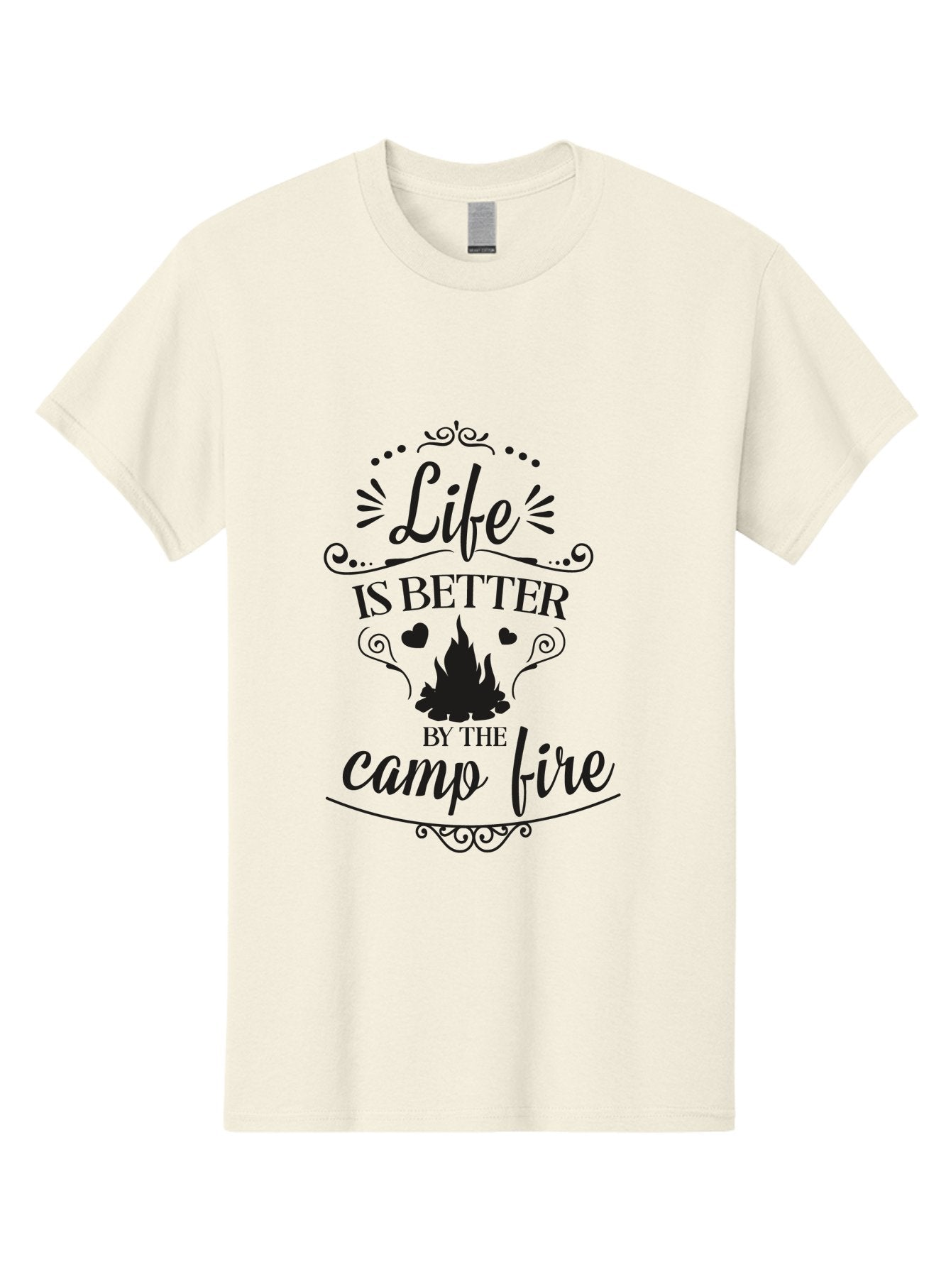 Life-Is-Better-By-The-Camp-Fire Men'S Graphic Tee, 100% Cotton, Comfortable Casual Summer Wear, Machine Washable, Camping Quotes, Campfire Inspiration, Outdoor Adventure, Nature Lovers, Wilderness Exploration, Camping Life, Aac944 12