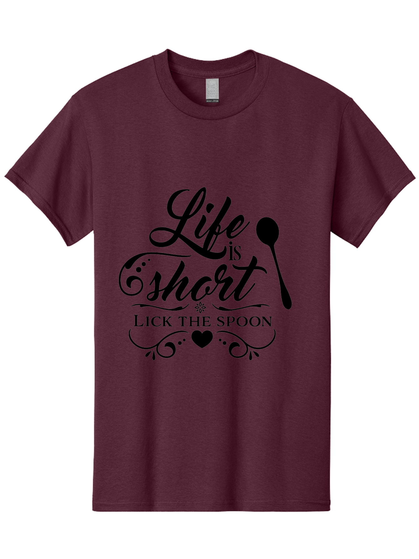 Life-Is-Short-Lick-The-Spoon Men'S Graphic Tee, 100% Cotton, Comfortable Casual Summer Wear, Machine Washable, Life Is Short, Lick The Spoon, Inspirational Quotes, Kitchen Utensils, Cooking Quotes, Foodie Sayings, Spoon, Heart, Aac946 13