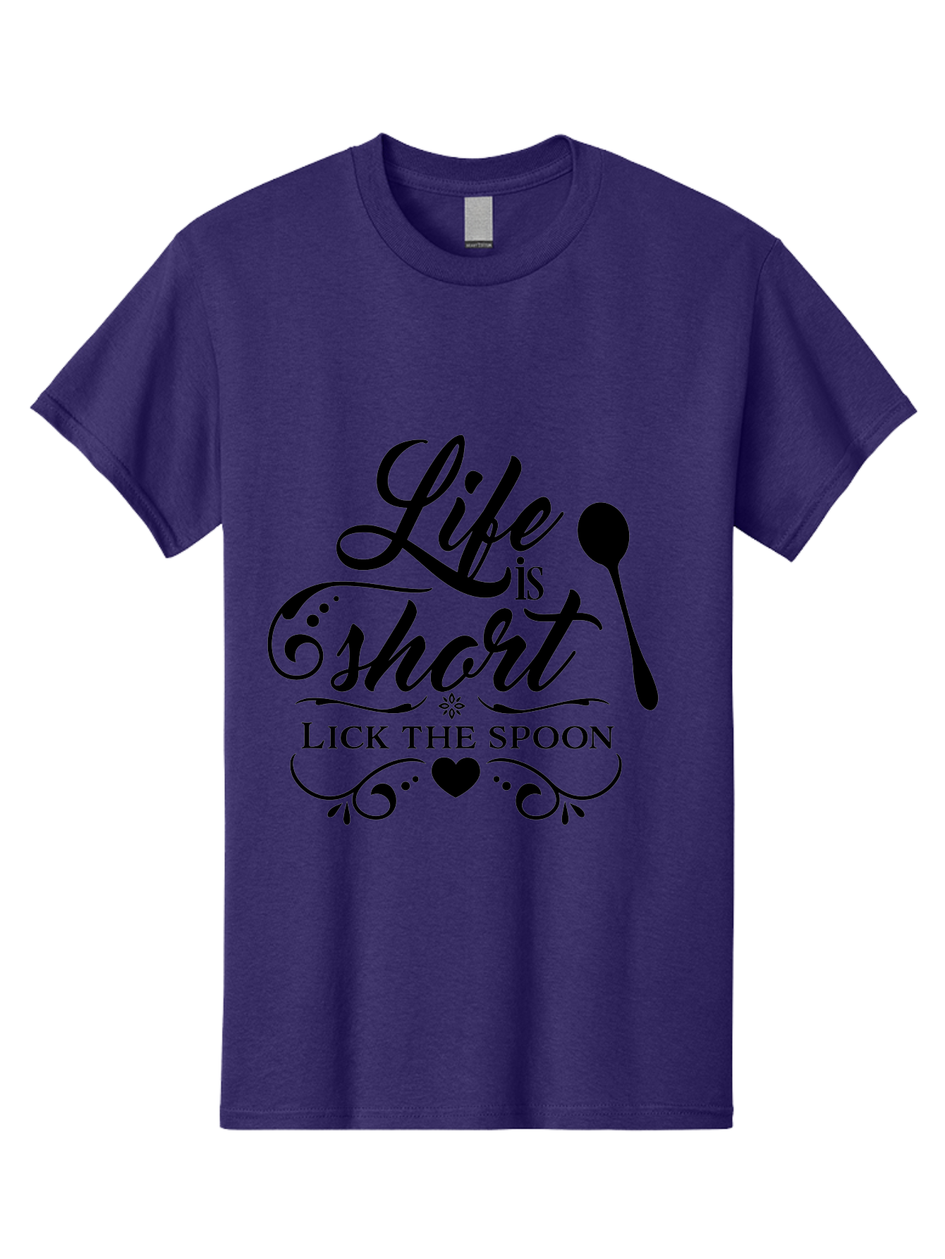 Life-Is-Short-Lick-The-Spoon Men'S Graphic Tee, 100% Cotton, Comfortable Casual Summer Wear, Machine Washable, Life Is Short, Lick The Spoon, Inspirational Quotes, Kitchen Utensils, Cooking Quotes, Foodie Sayings, Spoon, Heart, Aac946 21