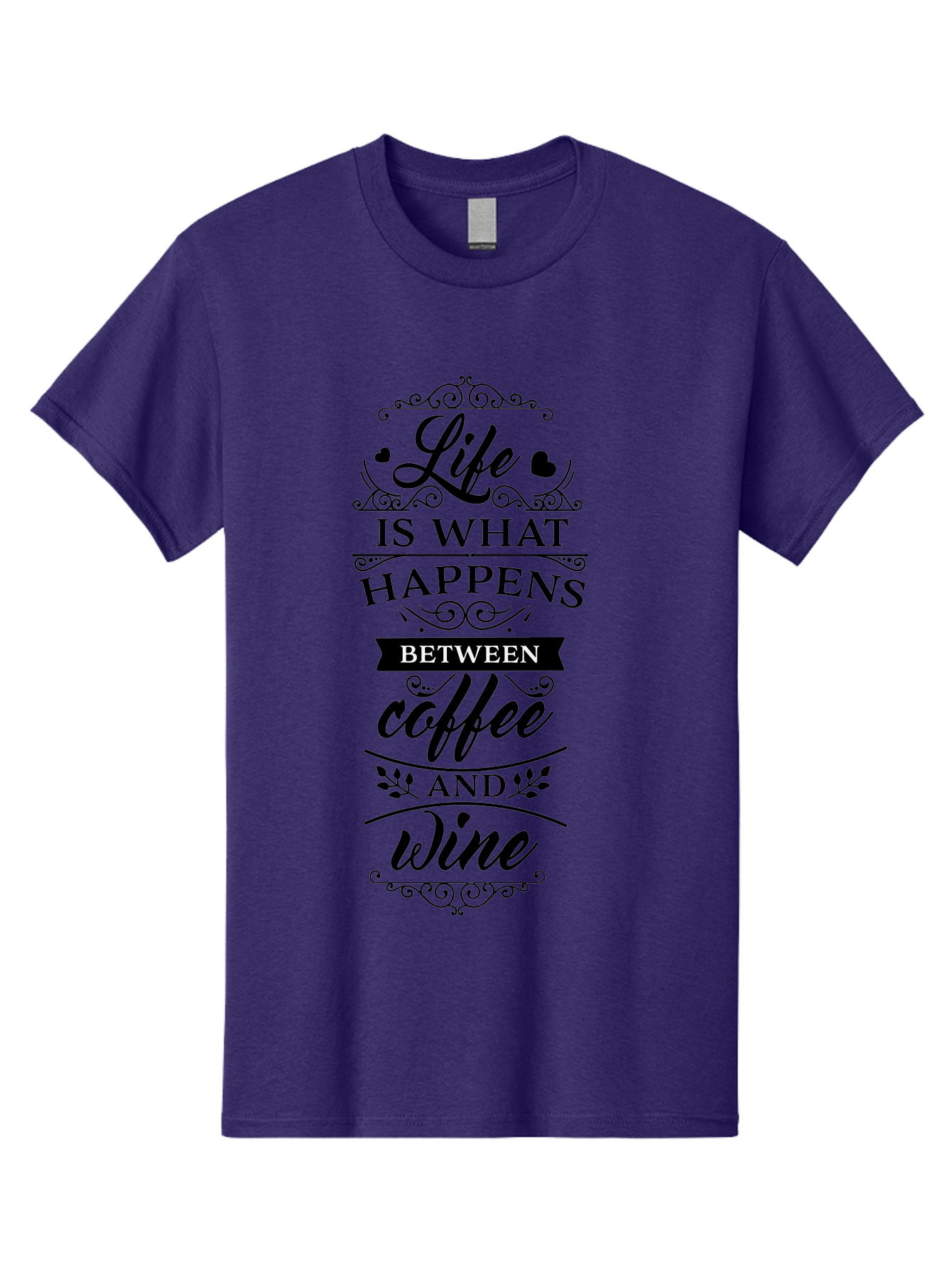 Life-Is-What-Happens-Between-Coffee-And-Wine Men'S Graphic Tee, 100% Cotton, Comfortable Casual Summer Wear, Machine Washable, Coffee And Wine Quote, Life Is What Happens Between Coffee And Wine, Typography Art, Inspirational Quotes, Aac949 27