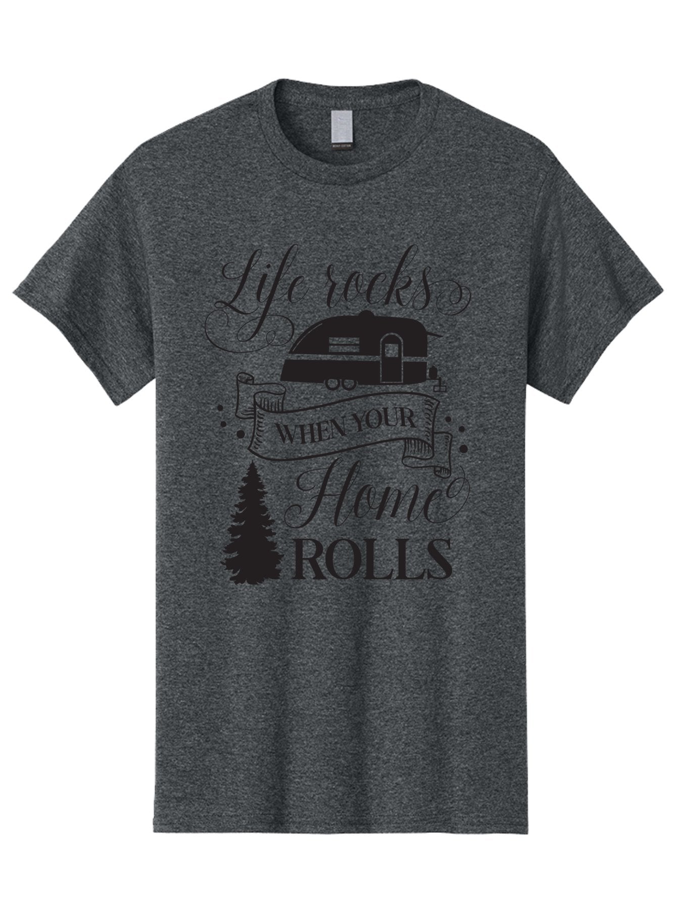 Life-Rocks-When-Your-Home-Rolls Men'S Graphic Tee, 100% Cotton, Comfortable Casual Summer Wear, Machine Washable, Camper Trailer, Camping Life, Adventure, Outdoor Lifestyle, Travel Trailer, Freedom, Wanderlust, Road Trip, Camping Quote Aac950 8