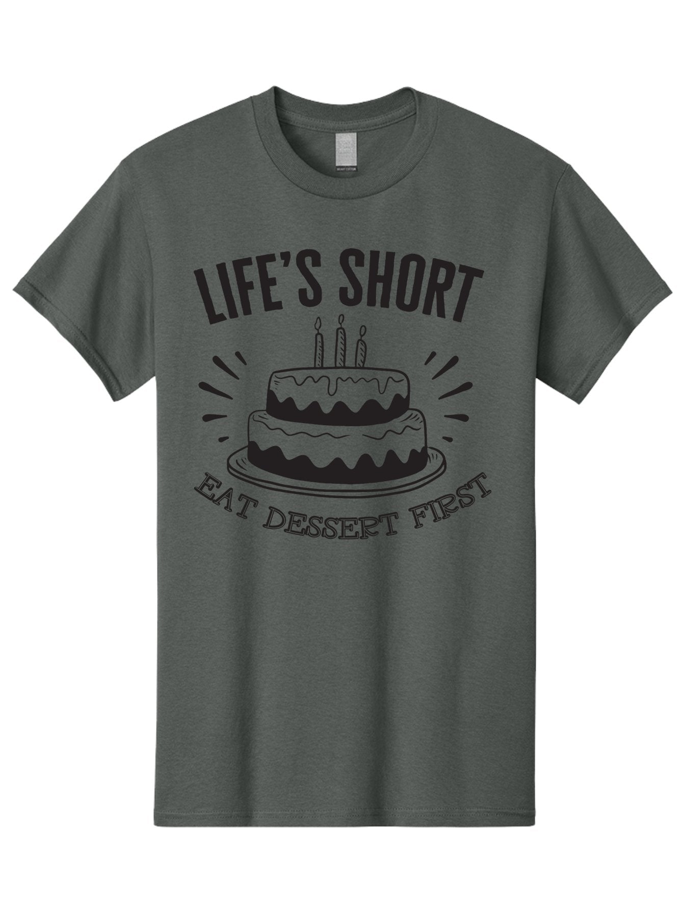 Life-S-Short-Eat-Dessert-First Men'S Graphic Tee, 100% Cotton, Comfortable Casual Summer Wear, Machine Washable, Life'S Short Eat Dessert First, Birthday Cake, Dessert Lovers, Sweet Treats, Indulgent Delights, Celebratory Treats, Aac951