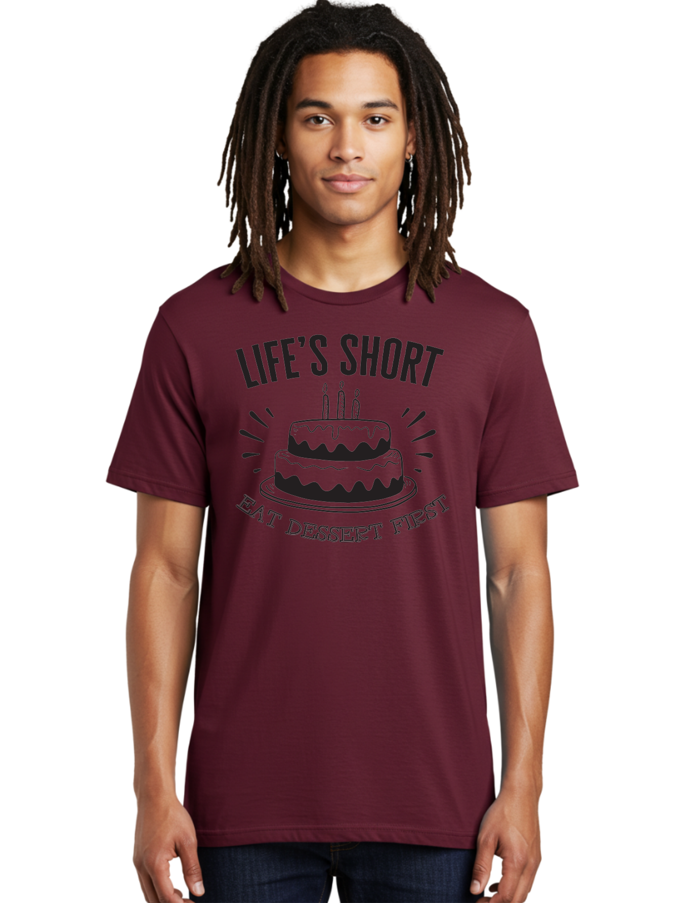 Life-S-Short-Eat-Dessert-First Men'S Graphic Tee, 100% Cotton, Comfortable Casual Summer Wear, Machine Washable, Life'S Short Eat Dessert First, Birthday Cake, Dessert Lovers, Sweet Treats, Indulgent Delights, Celebratory Treats, Aac951 24