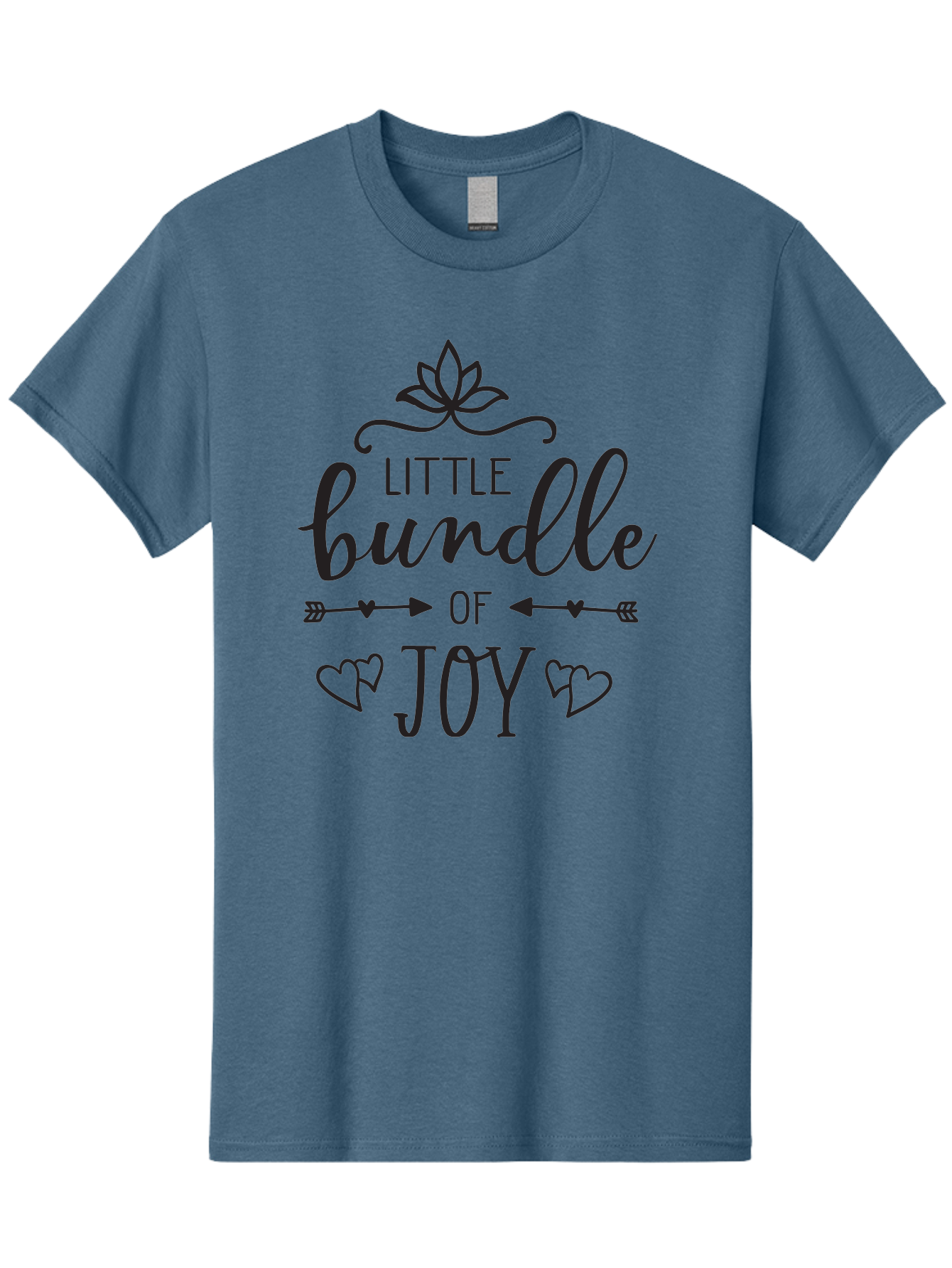 Little-Bundle-Of-Joy Men'S Graphic Tee, 100% Cotton, Comfortable Casual Summer Wear, Machine Washable, New Baby Announcement, Joyful Sentiment, Cute Typography, Baby'S Arrival, Decorative Elements, Hearts, Arrows, Minimalist Design, Aac952 7