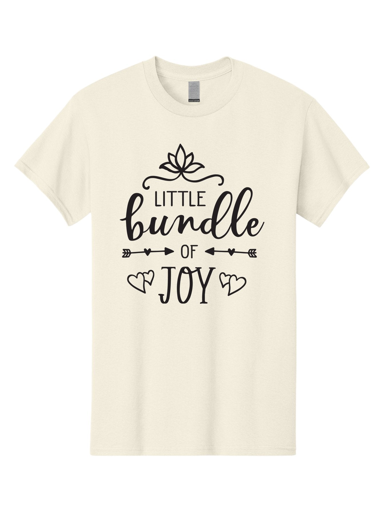 Little-Bundle-Of-Joy Men'S Graphic Tee, 100% Cotton, Comfortable Casual Summer Wear, Machine Washable, New Baby Announcement, Joyful Sentiment, Cute Typography, Baby'S Arrival, Decorative Elements, Hearts, Arrows, Minimalist Design, Aac952