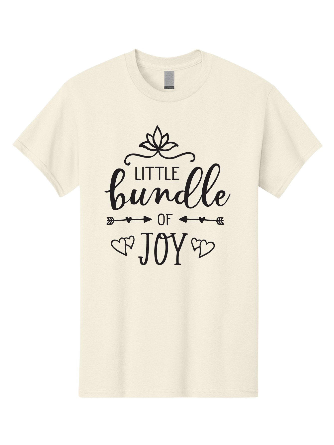 Little-Bundle-Of-Joy Men'S Graphic Tee, 100% Cotton, Comfortable Casual Summer Wear, Machine Washable, New Baby Announcement, Joyful Sentiment, Cute Typography, Baby'S Arrival, Decorative Elements, Hearts, Arrows, Minimalist Design, Aac952 21