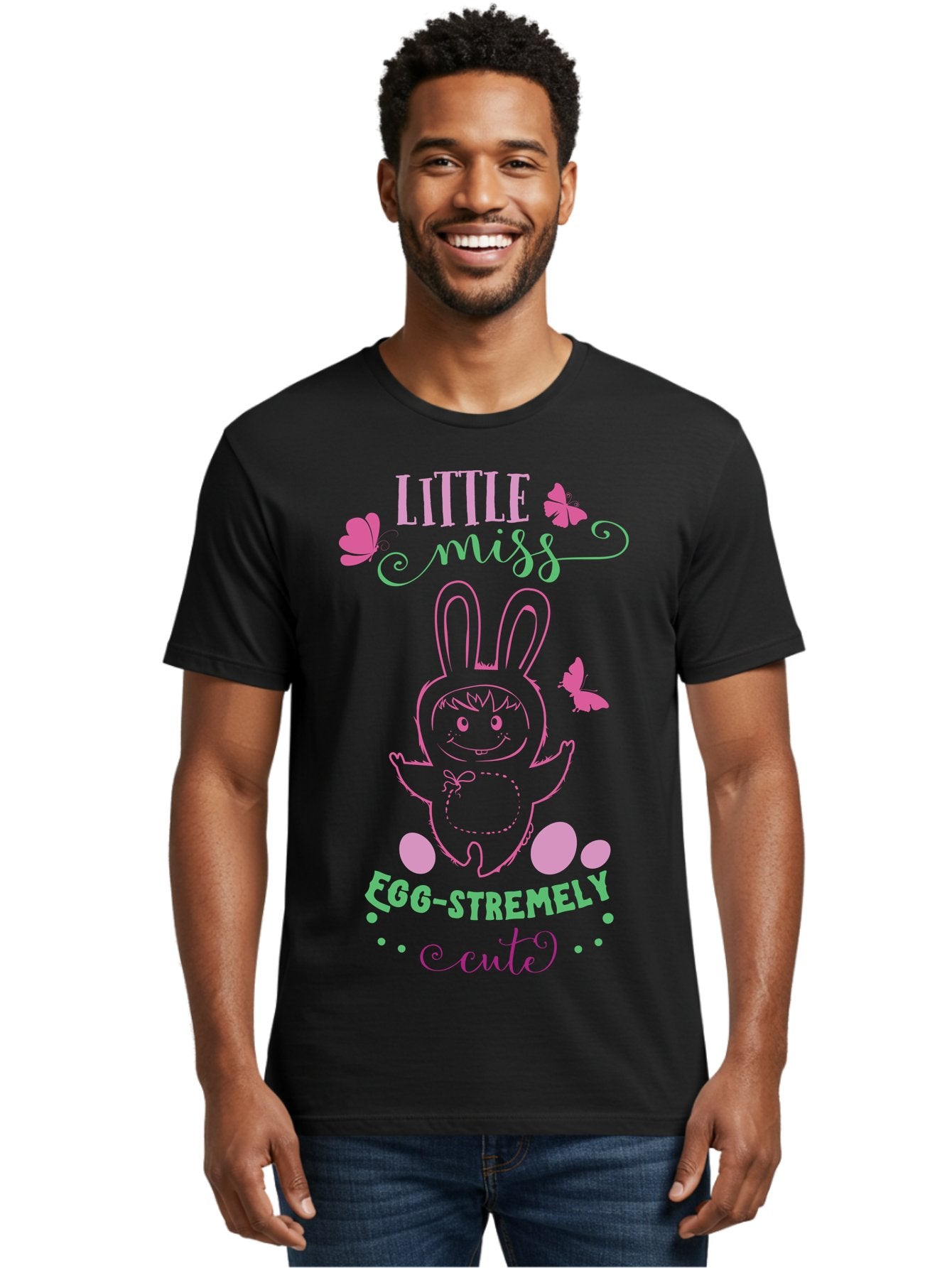 Little-Egg-Stra-Cute Men'S Graphic Tee, 100% Cotton, Comfortable Casual Summer Wear, Machine Washable, Easter Bunny, Cute Cartoon Character, Eggs-Travagant Design, Easter Eggs, Pastel Colors, Whimsical Illustration, Bunny Love, Spring Theme, Aac953 20
