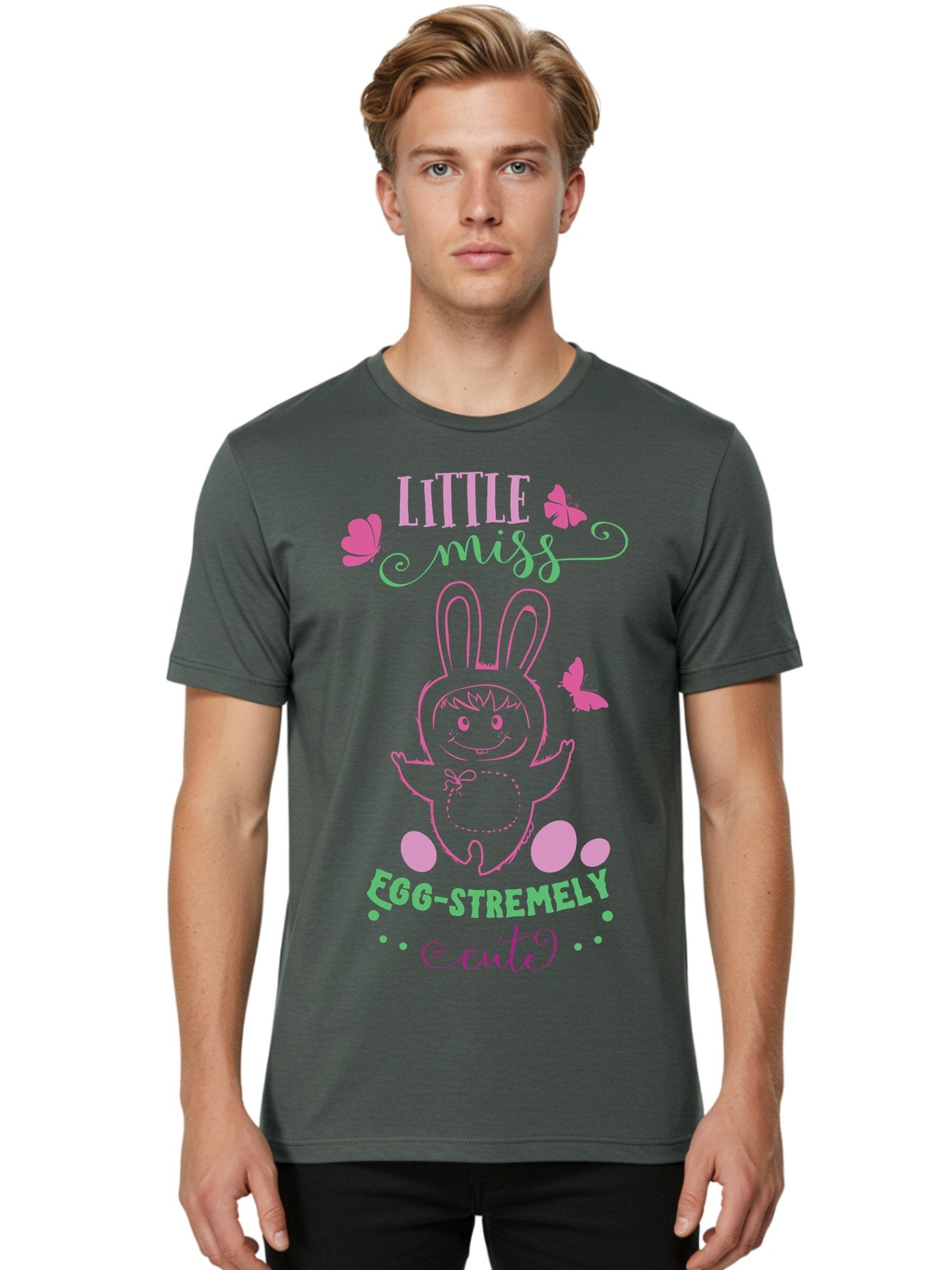 Little-Egg-Stra-Cute Men'S Graphic Tee, 100% Cotton, Comfortable Casual Summer Wear, Machine Washable, Easter Bunny, Cute Cartoon Character, Eggs-Travagant Design, Easter Eggs, Pastel Colors, Whimsical Illustration, Bunny Love, Spring Theme, Aac953 27