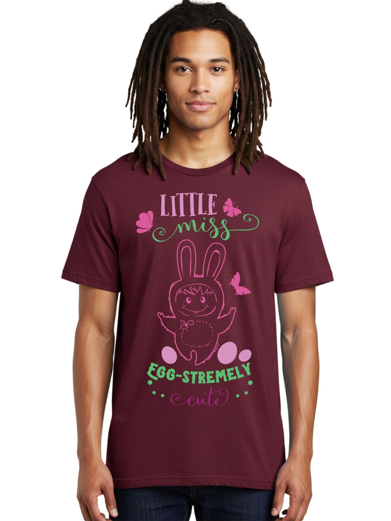 Little-Egg-Stra-Cute Men'S Graphic Tee, 100% Cotton, Comfortable Casual Summer Wear, Machine Washable, Easter Bunny, Cute Cartoon Character, Eggs-Travagant Design, Easter Eggs, Pastel Colors, Whimsical Illustration, Bunny Love, Spring Theme, Aac953 18