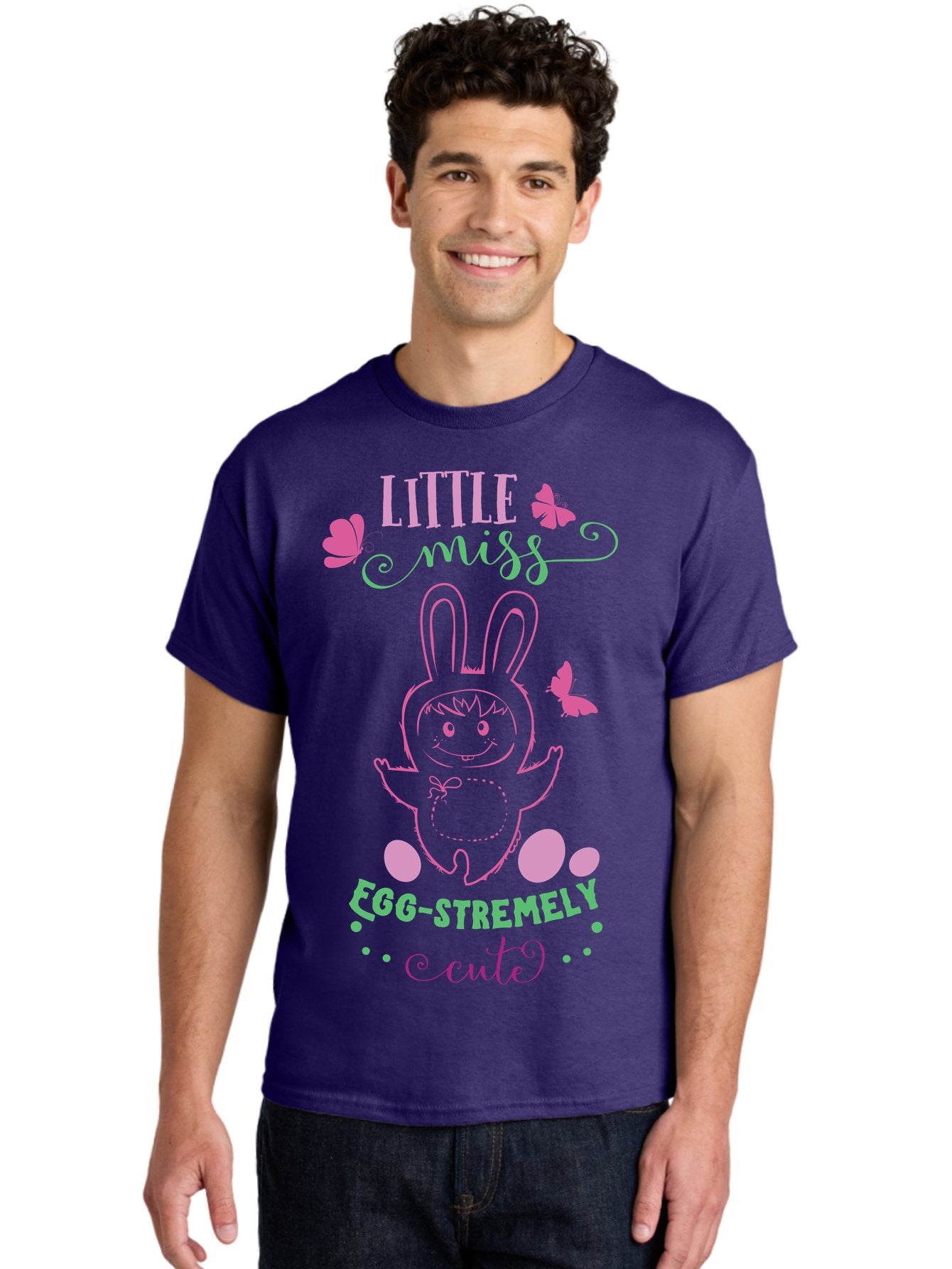 Little-Egg-Stra-Cute Men'S Graphic Tee, 100% Cotton, Comfortable Casual Summer Wear, Machine Washable, Easter Bunny, Cute Cartoon Character, Eggs-Travagant Design, Easter Eggs, Pastel Colors, Whimsical Illustration, Bunny Love, Spring Theme, Aac953 16
