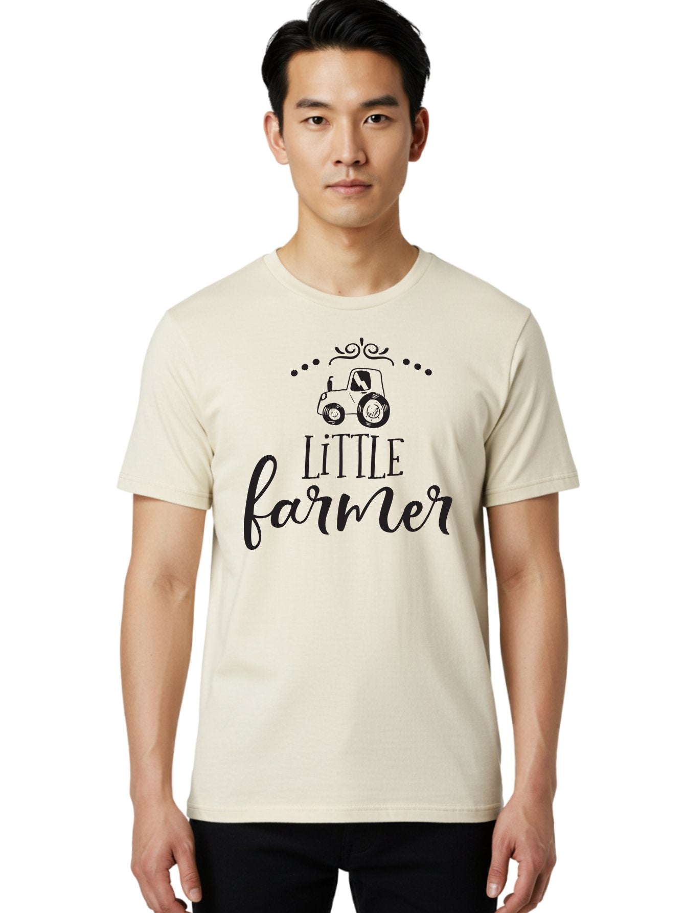 Little-Farmer Men'S Graphic Tee, 100% Cotton, Comfortable Casual Summer Wear, Machine Washable, Tractor Illustration, Farming Graphics, Agricultural Design, Farm-Themed Artwork, Whimsical Typography, Farmer Logo, Countryside Charm, Aac954 18