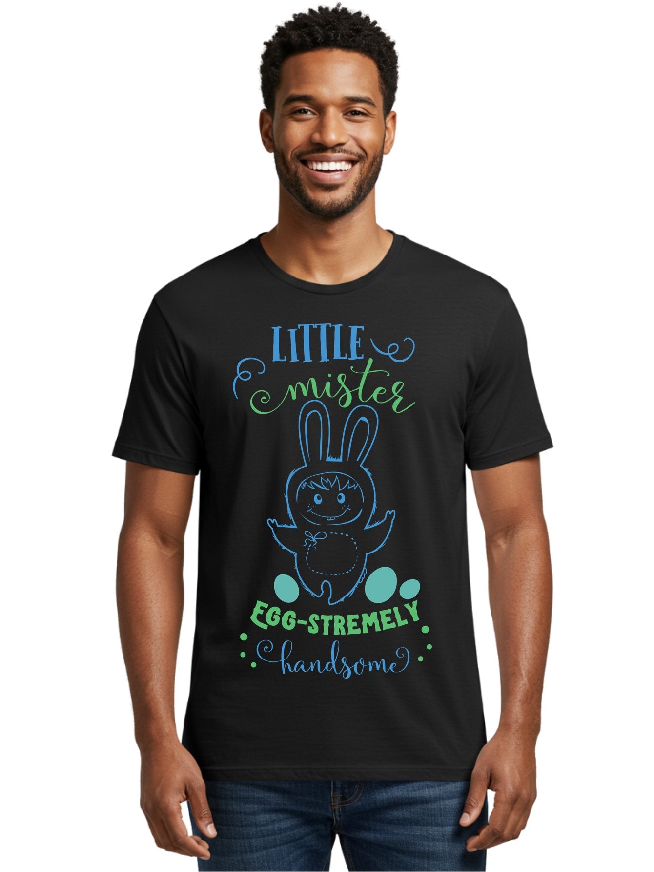 Little-Meepy-Egg-Stremely Men'S Graphic Tee, 100% Cotton, Comfortable Casual Summer Wear, Machine Washable, Easter Bunny, Cute Cartoon Character, Funny Bunny, Easter Eggs, Egg-Stremely Handsome, Little Bunny, Adorable Design, Bunny Love, Aac955 21