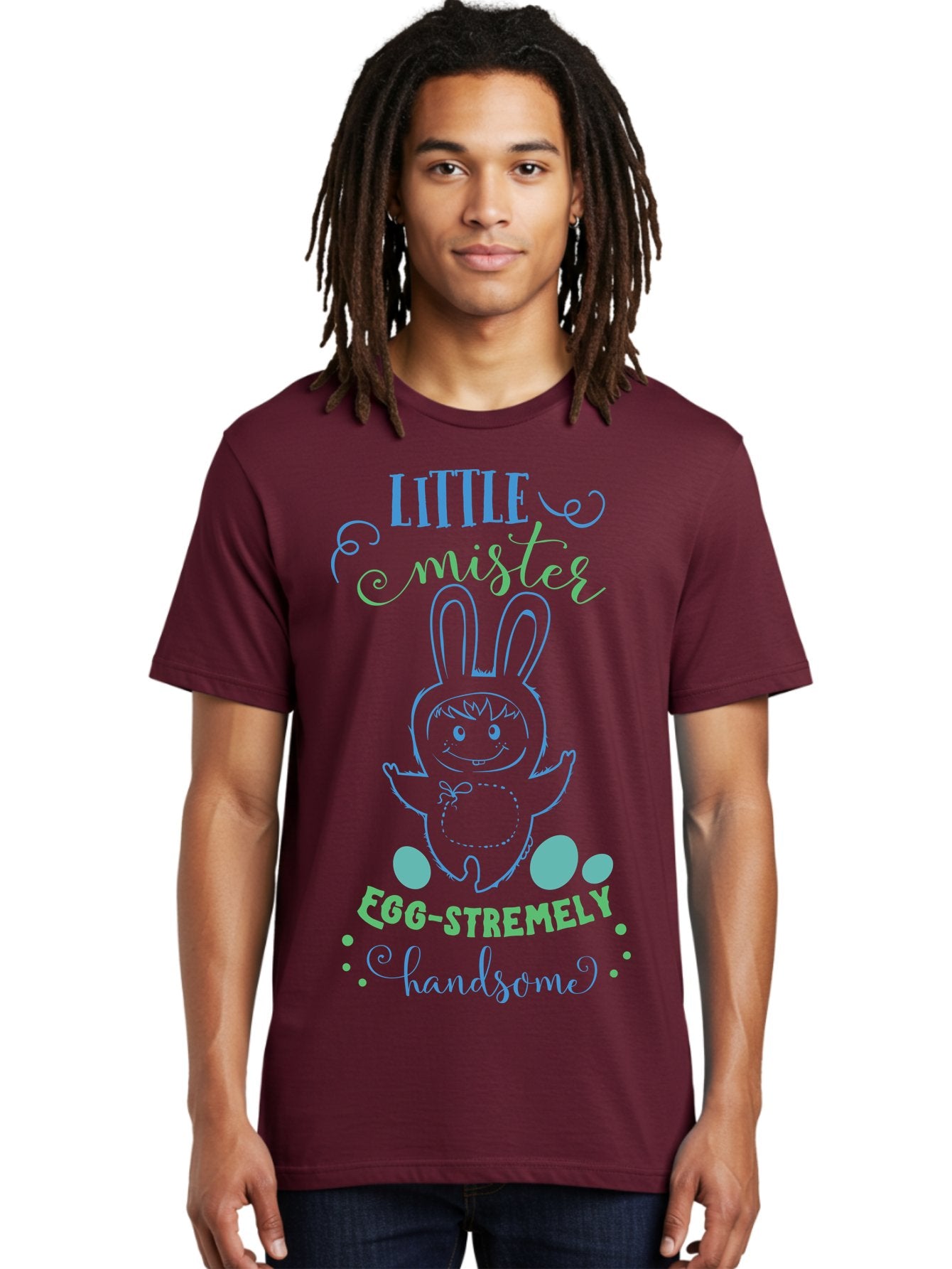 Little-Meepy-Egg-Stremely Men'S Graphic Tee, 100% Cotton, Comfortable Casual Summer Wear, Machine Washable, Easter Bunny, Cute Cartoon Character, Funny Bunny, Easter Eggs, Egg-Stremely Handsome, Little Bunny, Adorable Design, Bunny Love, Aac955 19