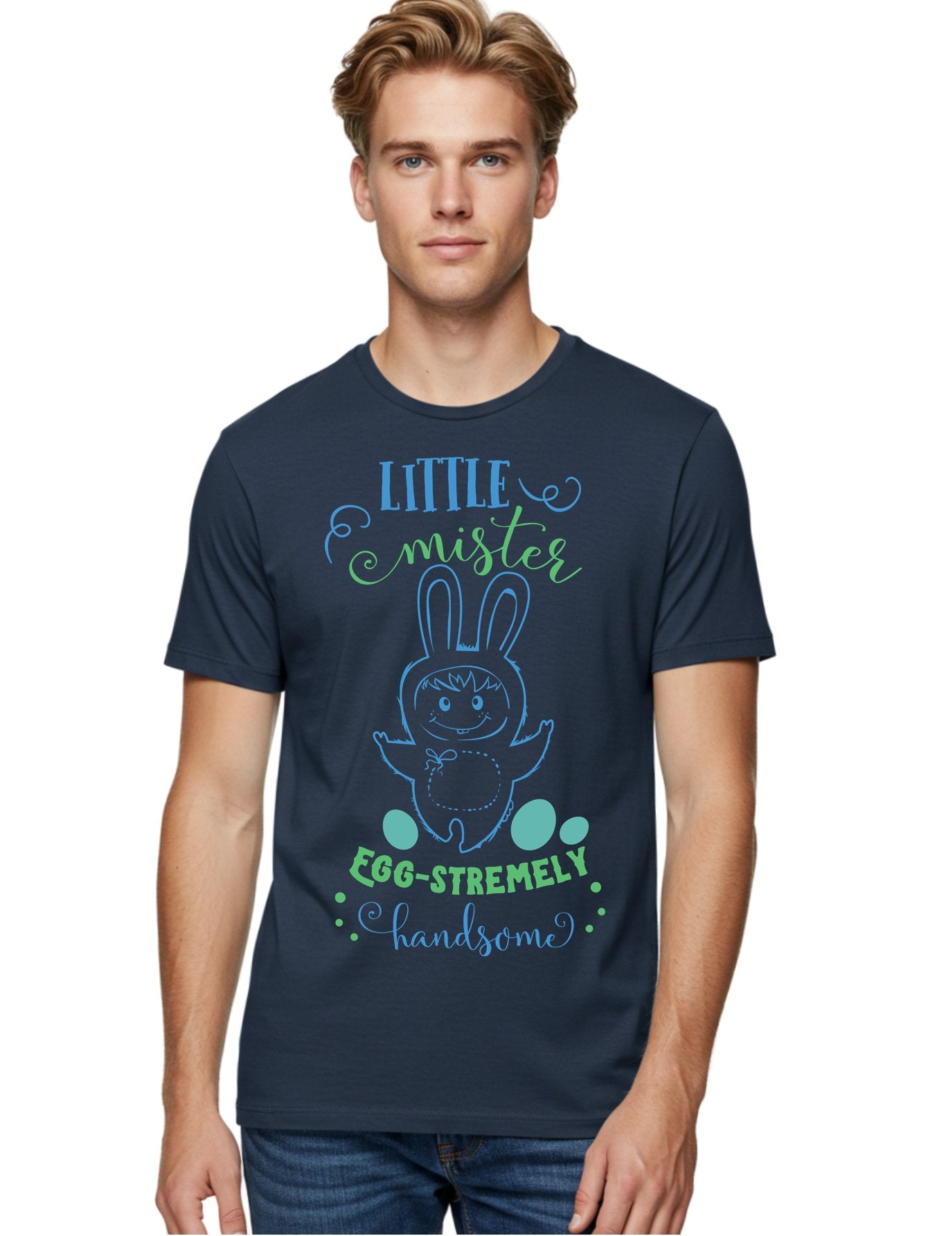 Little-Meepy-Egg-Stremely Men'S Graphic Tee, 100% Cotton, Comfortable Casual Summer Wear, Machine Washable, Easter Bunny, Cute Cartoon Character, Funny Bunny, Easter Eggs, Egg-Stremely Handsome, Little Bunny, Adorable Design, Bunny Love, Aac955 24