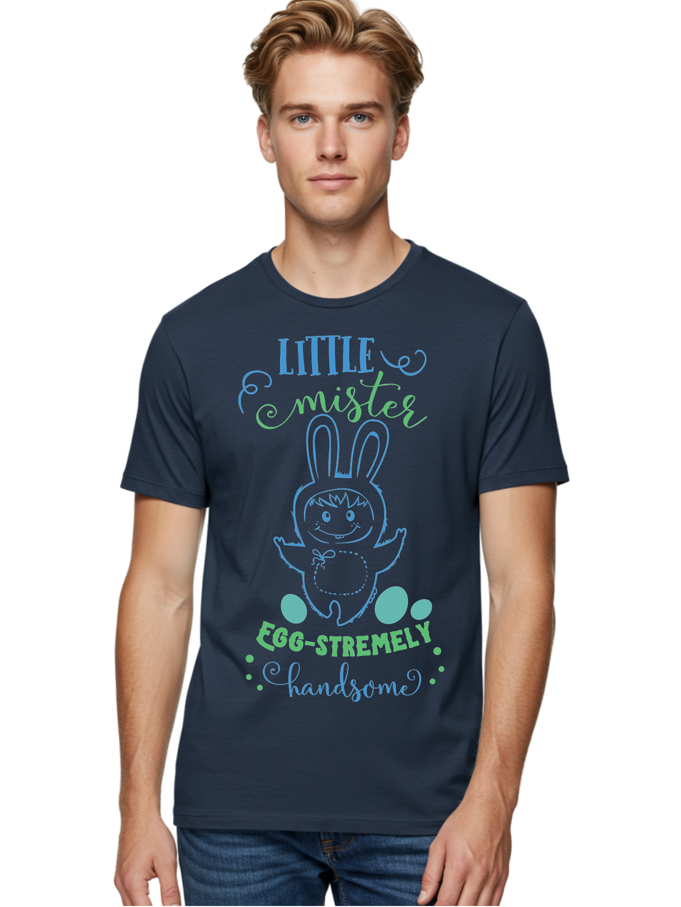 Little-Meepy-Egg-Stremely Men'S Graphic Tee, 100% Cotton, Comfortable Casual Summer Wear, Machine Washable, Easter Bunny, Cute Cartoon Character, Funny Bunny, Easter Eggs, Egg-Stremely Handsome, Little Bunny, Adorable Design, Bunny Love, Aac955 14