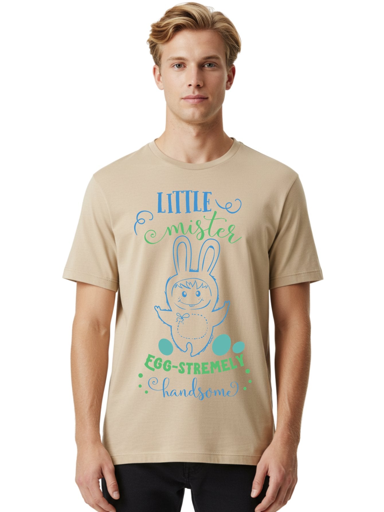 Little-Meepy-Egg-Stremely Men'S Graphic Tee, 100% Cotton, Comfortable Casual Summer Wear, Machine Washable, Easter Bunny, Cute Cartoon Character, Funny Bunny, Easter Eggs, Egg-Stremely Handsome, Little Bunny, Adorable Design, Bunny Love, Aac955 26