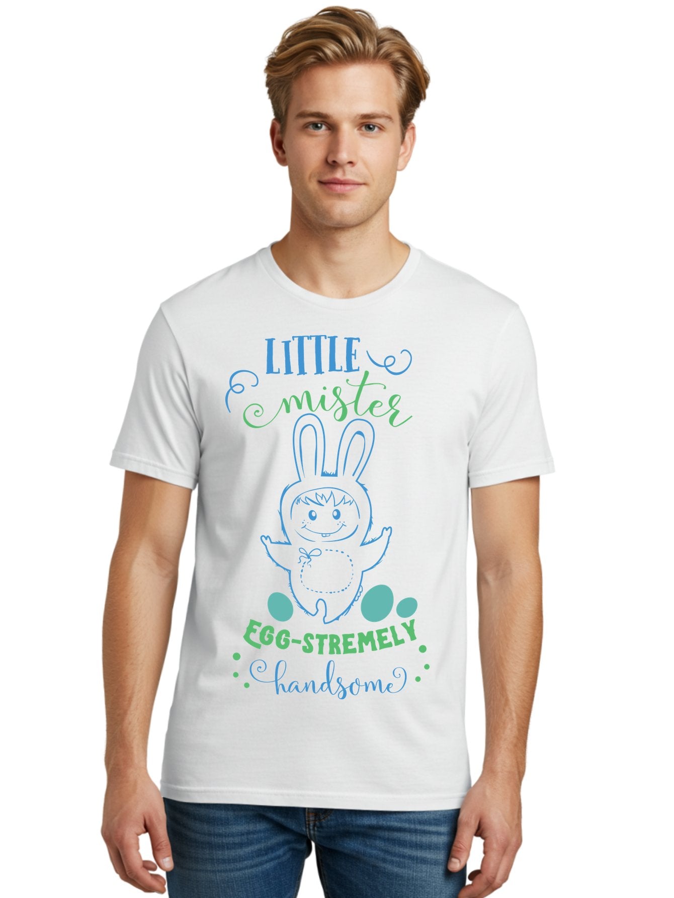 Little-Meepy-Egg-Stremely Men'S Graphic Tee, 100% Cotton, Comfortable Casual Summer Wear, Machine Washable, Easter Bunny, Cute Cartoon Character, Funny Bunny, Easter Eggs, Egg-Stremely Handsome, Little Bunny, Adorable Design, Bunny Love, Aac955 27