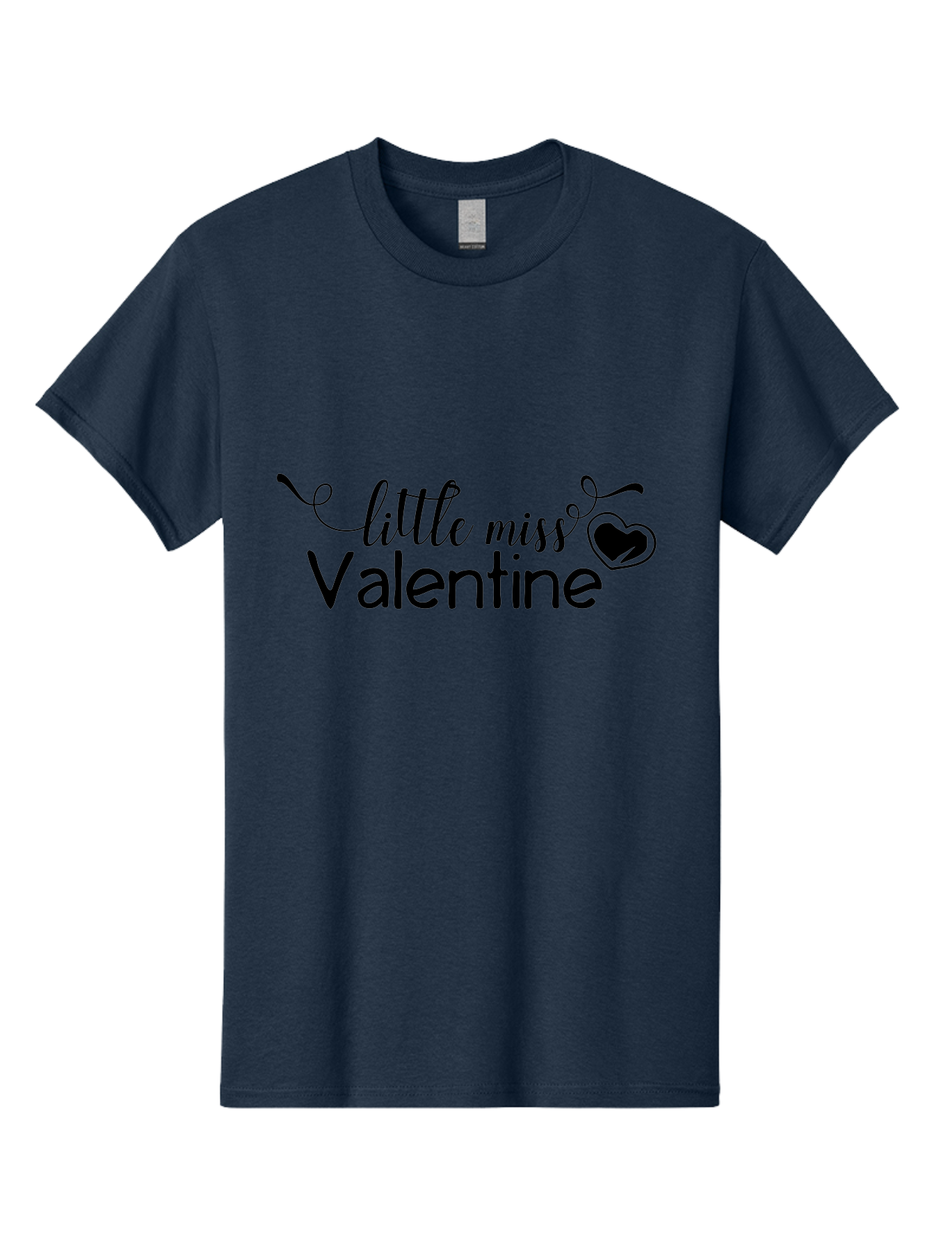 Little-Miss-Valentine Men'S Graphic Tee, 100% Cotton, Comfortable Casual Summer Wear, Machine Washable, Valentine'S Day Graphic, Little Miss Valentine Text, Heart Decoration, Love Symbol, Black Font, Cute Design, Valentine'S Day Cards, Aac958