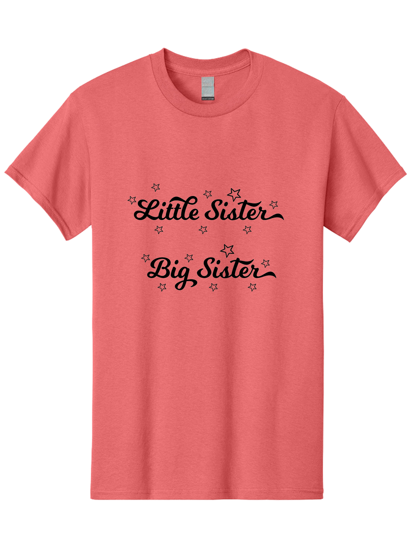 Little-Sister-Big-Sister Men'S Graphic Tee, 100% Cotton, Comfortable Casual Summer Wear, Machine Washable, Sisterly Love, Sibling Bonding, Little Sister, Big Sister, Sisterly Duo, Starry Theme, Cursive Text, Sister Graphics, Family Ties Aac960 25