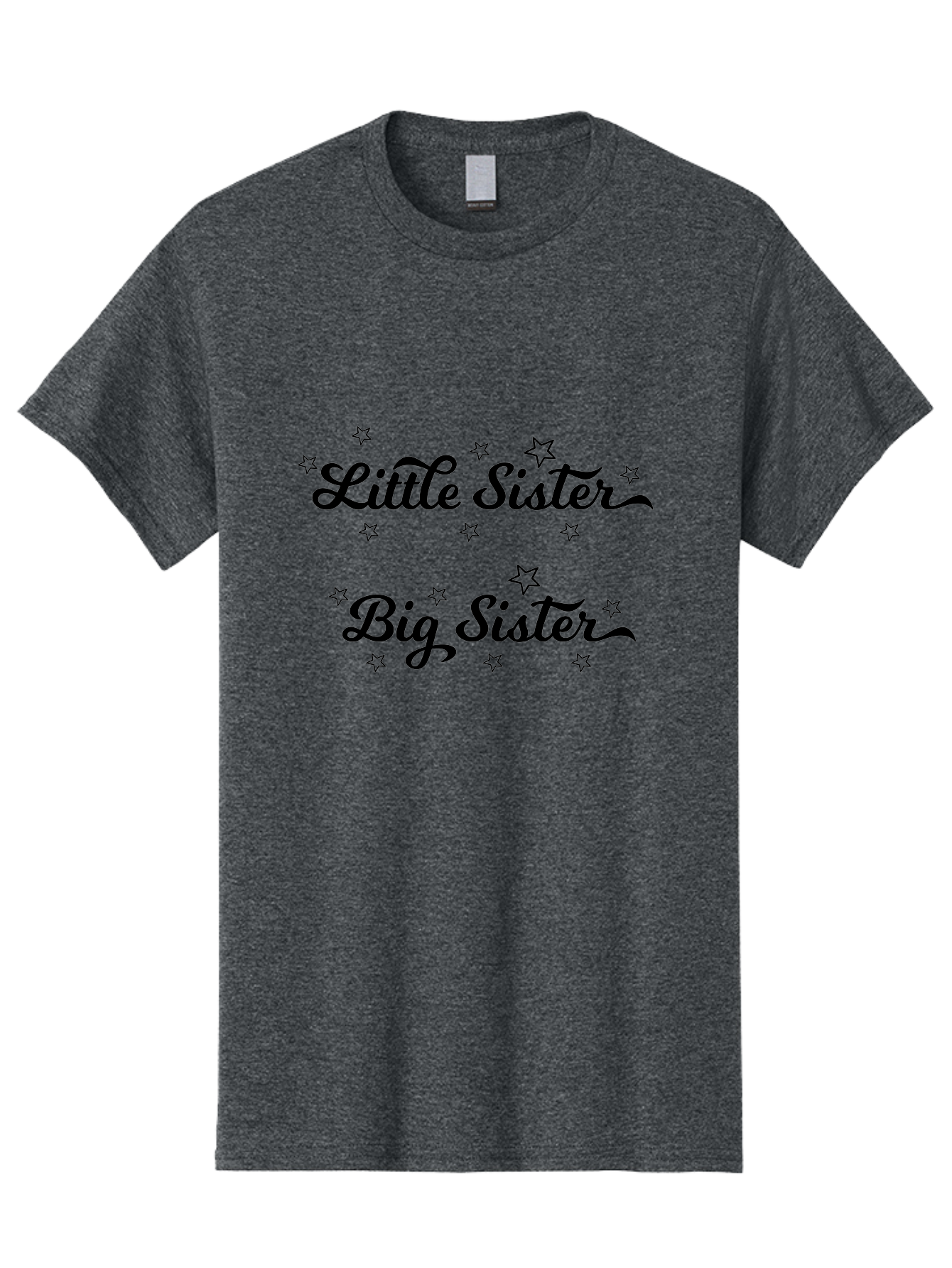 Little-Sister-Big-Sister Men'S Graphic Tee, 100% Cotton, Comfortable Casual Summer Wear, Machine Washable, Sisterly Love, Sibling Bonding, Little Sister, Big Sister, Sisterly Duo, Starry Theme, Cursive Text, Sister Graphics, Family Ties Aac960 3