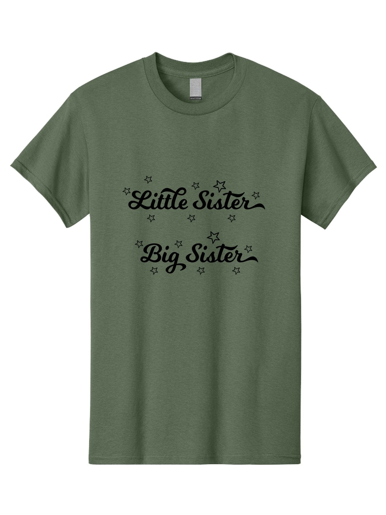 Little-Sister-Big-Sister Men'S Graphic Tee, 100% Cotton, Comfortable Casual Summer Wear, Machine Washable, Sisterly Love, Sibling Bonding, Little Sister, Big Sister, Sisterly Duo, Starry Theme, Cursive Text, Sister Graphics, Family Ties Aac960 8