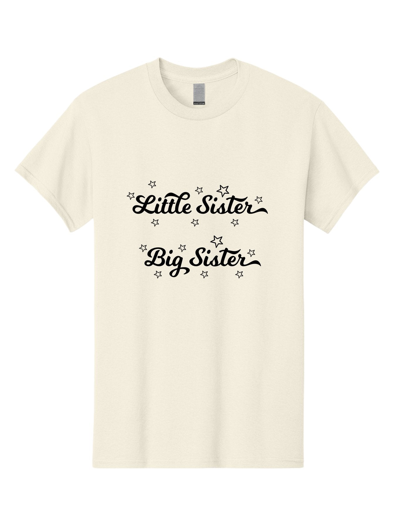 Little-Sister-Big-Sister Men'S Graphic Tee, 100% Cotton, Comfortable Casual Summer Wear, Machine Washable, Sisterly Love, Sibling Bonding, Little Sister, Big Sister, Sisterly Duo, Starry Theme, Cursive Text, Sister Graphics, Family Ties Aac960