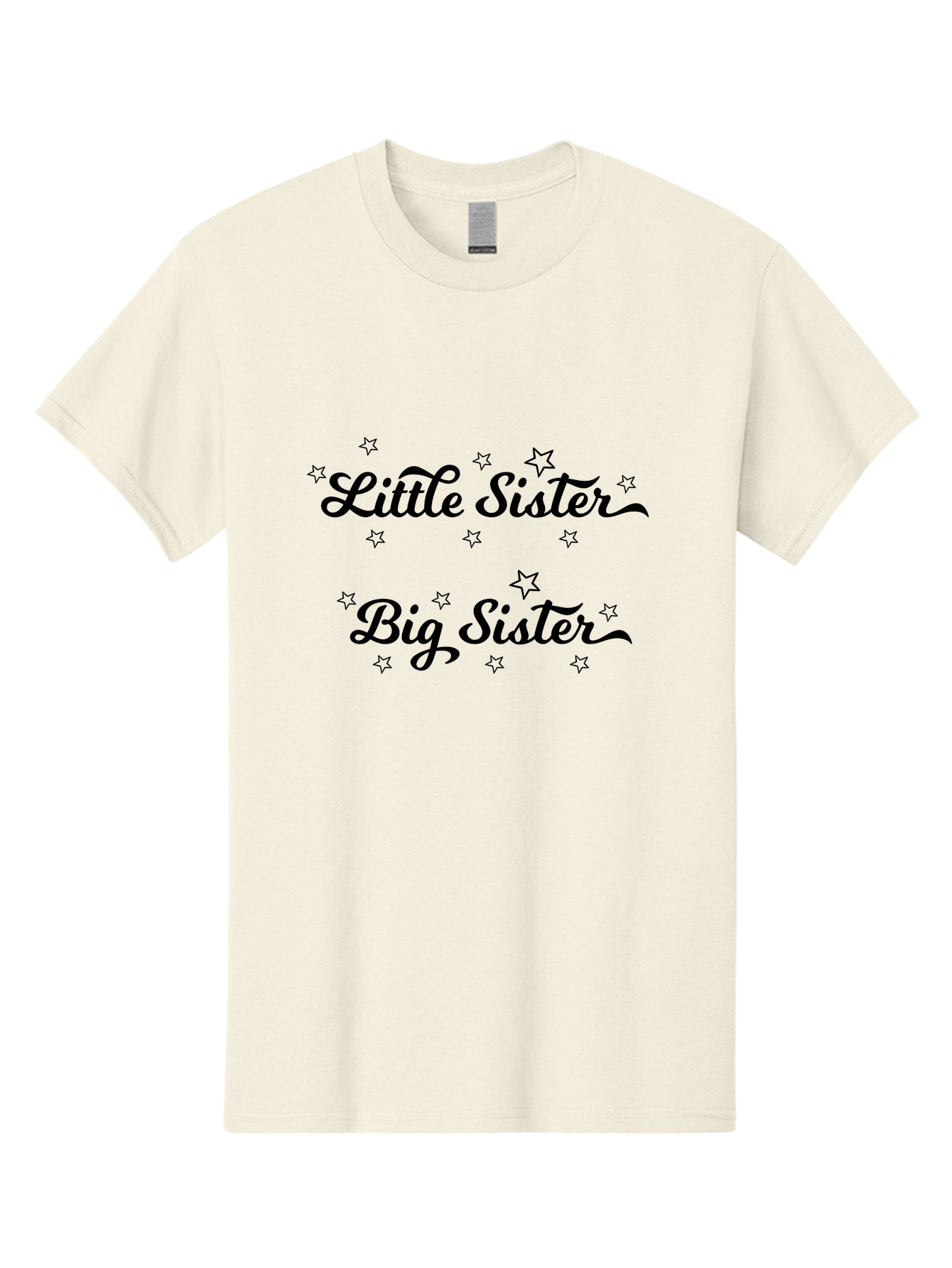 Little-Sister-Big-Sister Men'S Graphic Tee, 100% Cotton, Comfortable Casual Summer Wear, Machine Washable, Sisterly Love, Sibling Bonding, Little Sister, Big Sister, Sisterly Duo, Starry Theme, Cursive Text, Sister Graphics, Family Ties Aac960 21