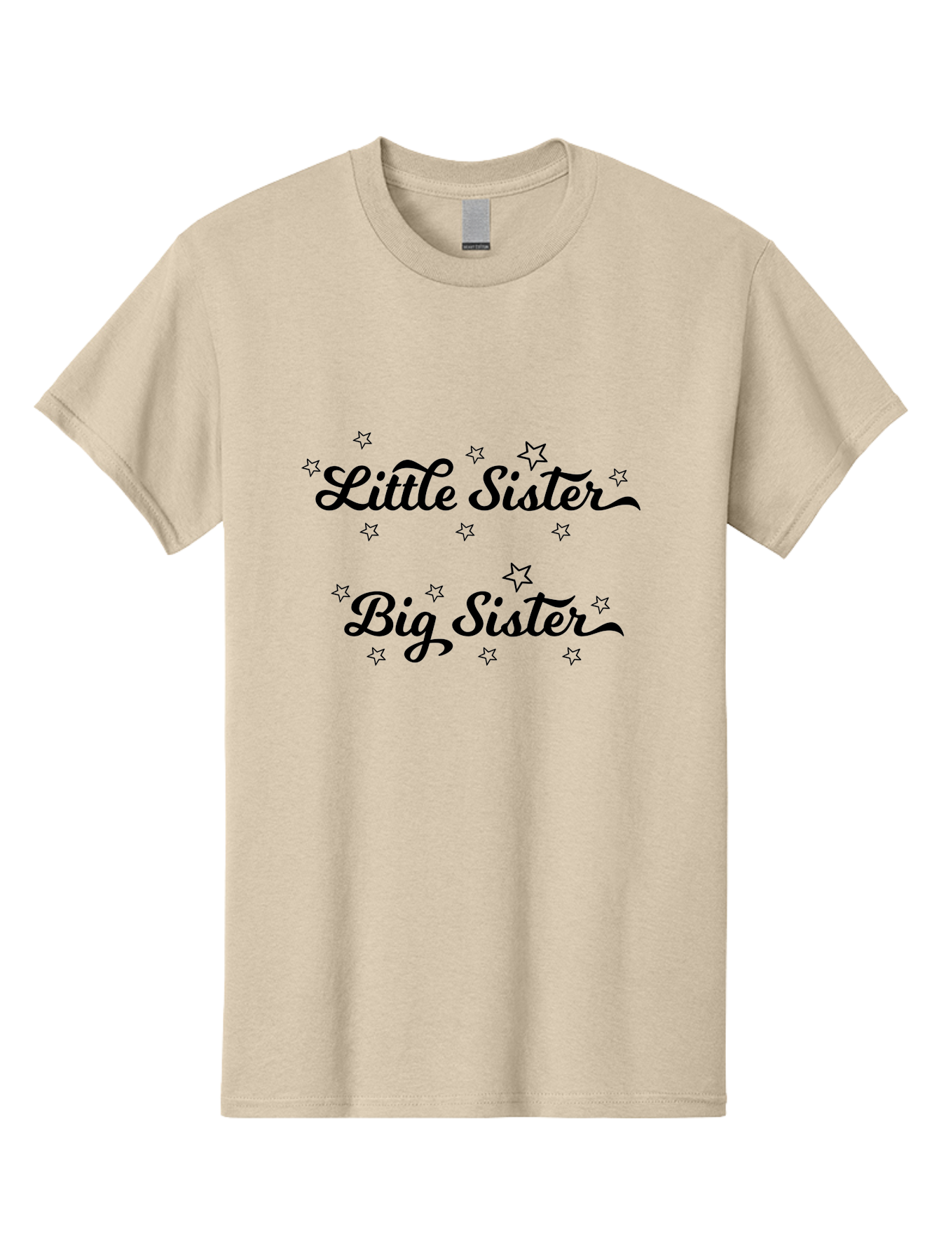 Little-Sister-Big-Sister Men'S Graphic Tee, 100% Cotton, Comfortable Casual Summer Wear, Machine Washable, Sisterly Love, Sibling Bonding, Little Sister, Big Sister, Sisterly Duo, Starry Theme, Cursive Text, Sister Graphics, Family Ties Aac960 9