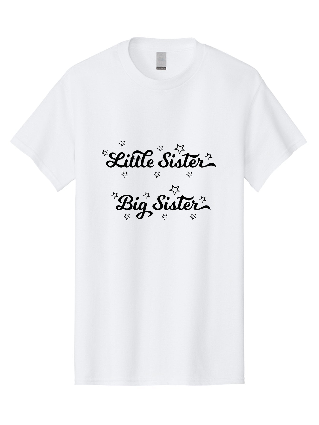Little-Sister-Big-Sister Men'S Graphic Tee, 100% Cotton, Comfortable Casual Summer Wear, Machine Washable, Sisterly Love, Sibling Bonding, Little Sister, Big Sister, Sisterly Duo, Starry Theme, Cursive Text, Sister Graphics, Family Ties Aac960 6