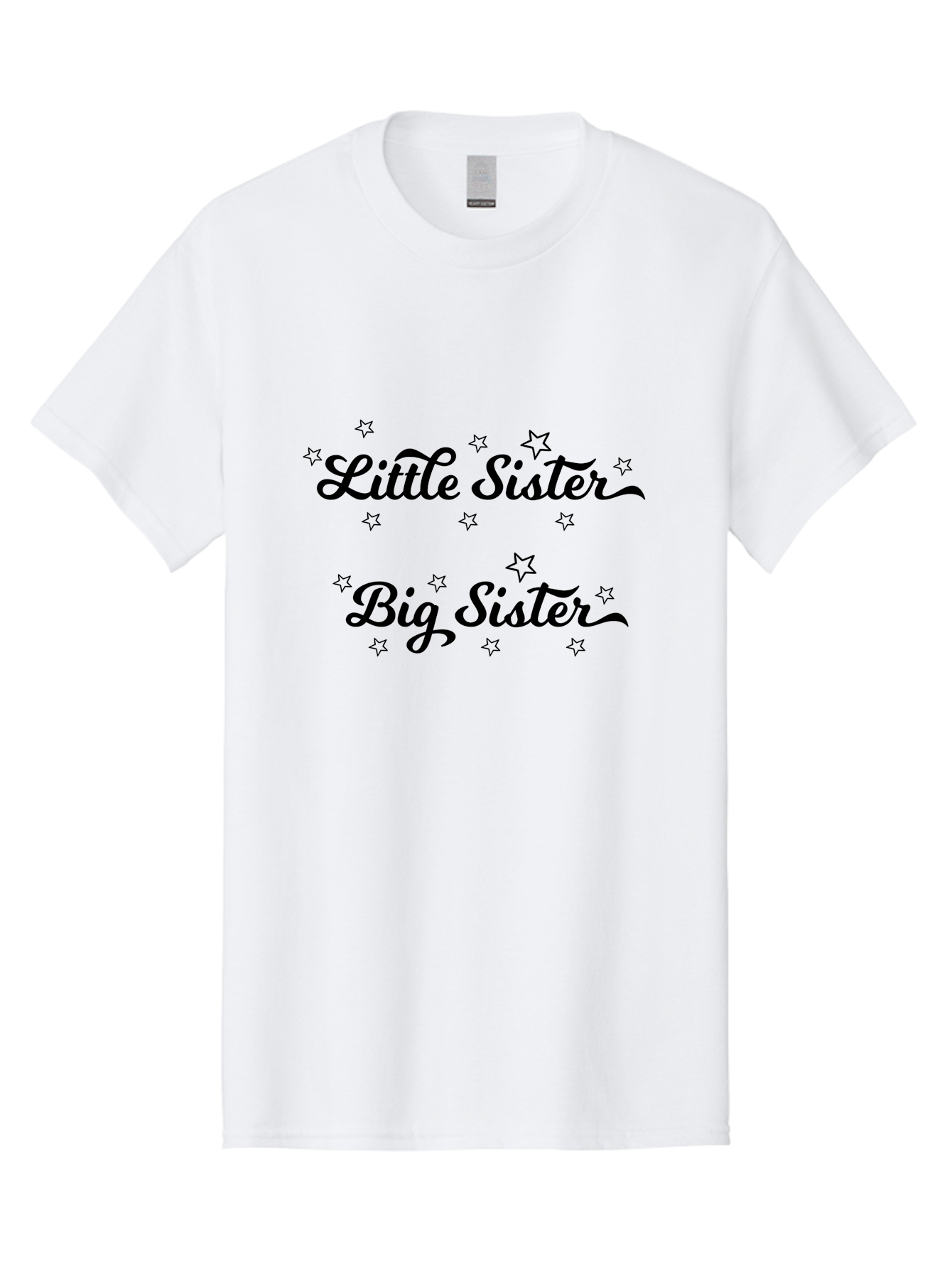 Little-Sister-Big-Sister Men'S Graphic Tee, 100% Cotton, Comfortable Casual Summer Wear, Machine Washable, Sisterly Love, Sibling Bonding, Little Sister, Big Sister, Sisterly Duo, Starry Theme, Cursive Text, Sister Graphics, Family Ties Aac960 13