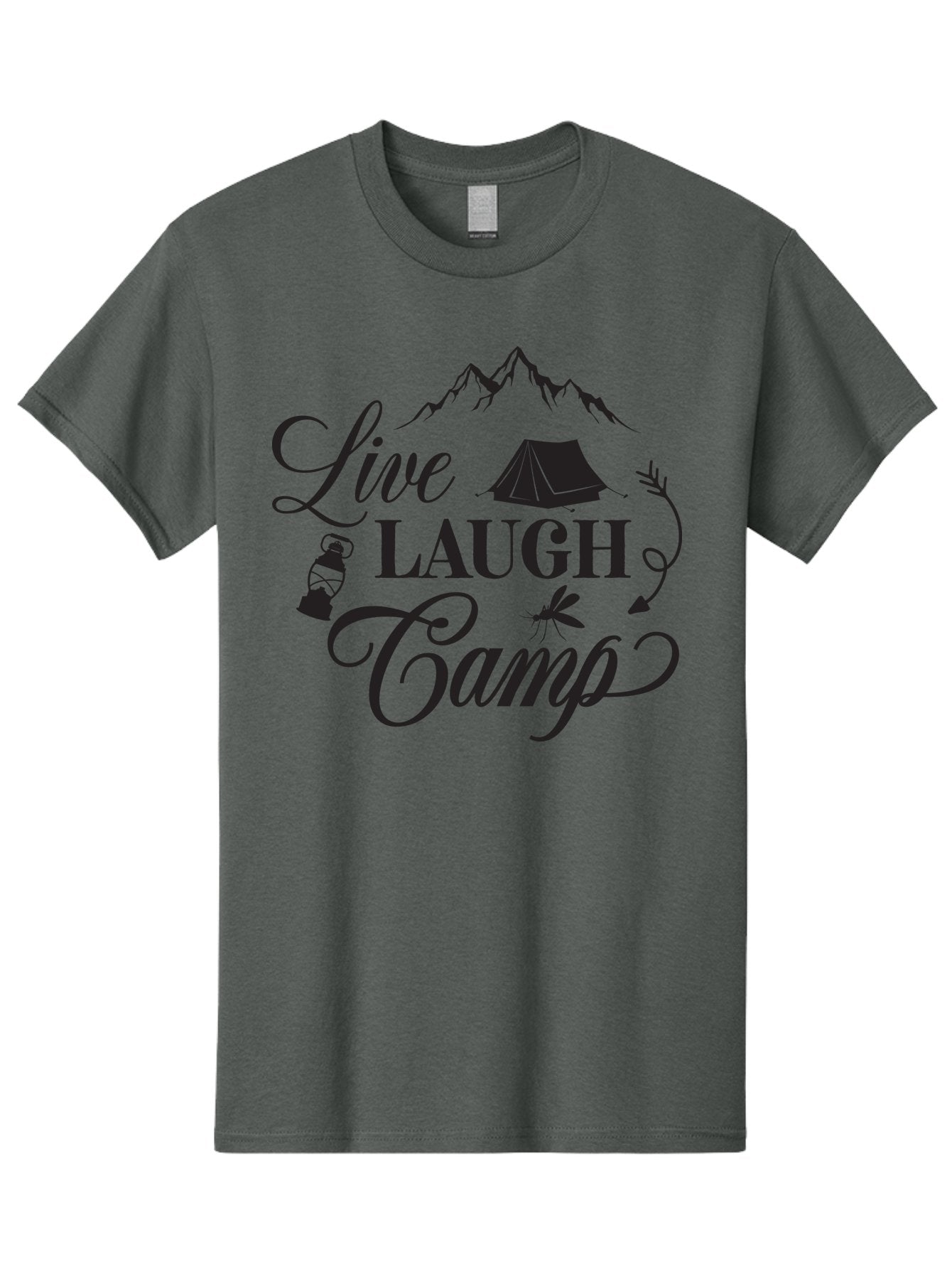 Live-Laugh-Camp Men'S Graphic Tee, 100% Cotton, Comfortable Casual Summer Wear, Machine Washable, Camping Adventure, Outdoor Fun, Tent, Mountains, Lantern, Mosquito, Campfire, Nature Escape, Wilderness Experience, Outdoor Recreation Aac961 4