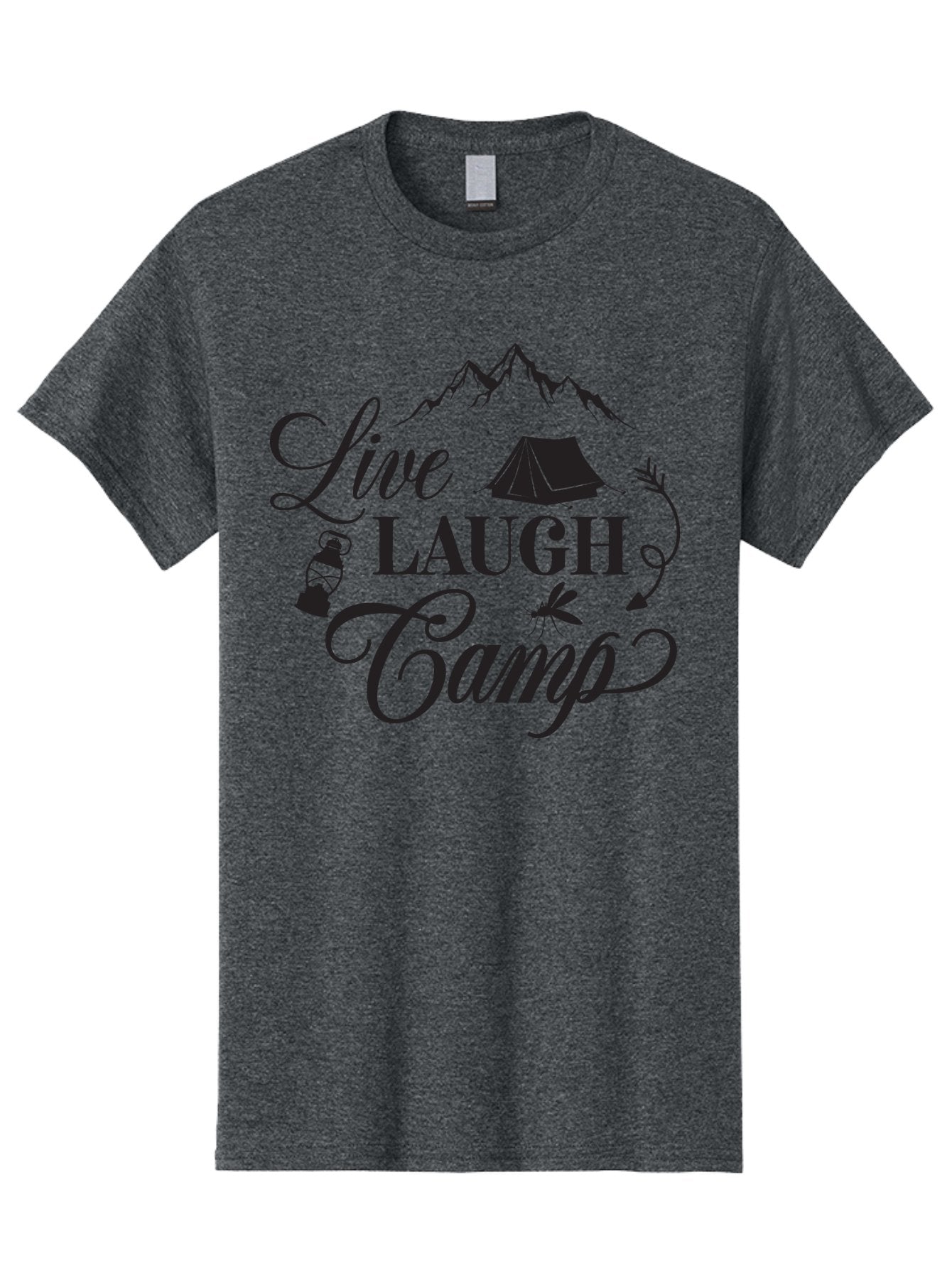 Live-Laugh-Camp Men'S Graphic Tee, 100% Cotton, Comfortable Casual Summer Wear, Machine Washable, Camping Adventure, Outdoor Fun, Tent, Mountains, Lantern, Mosquito, Campfire, Nature Escape, Wilderness Experience, Outdoor Recreation Aac961 3