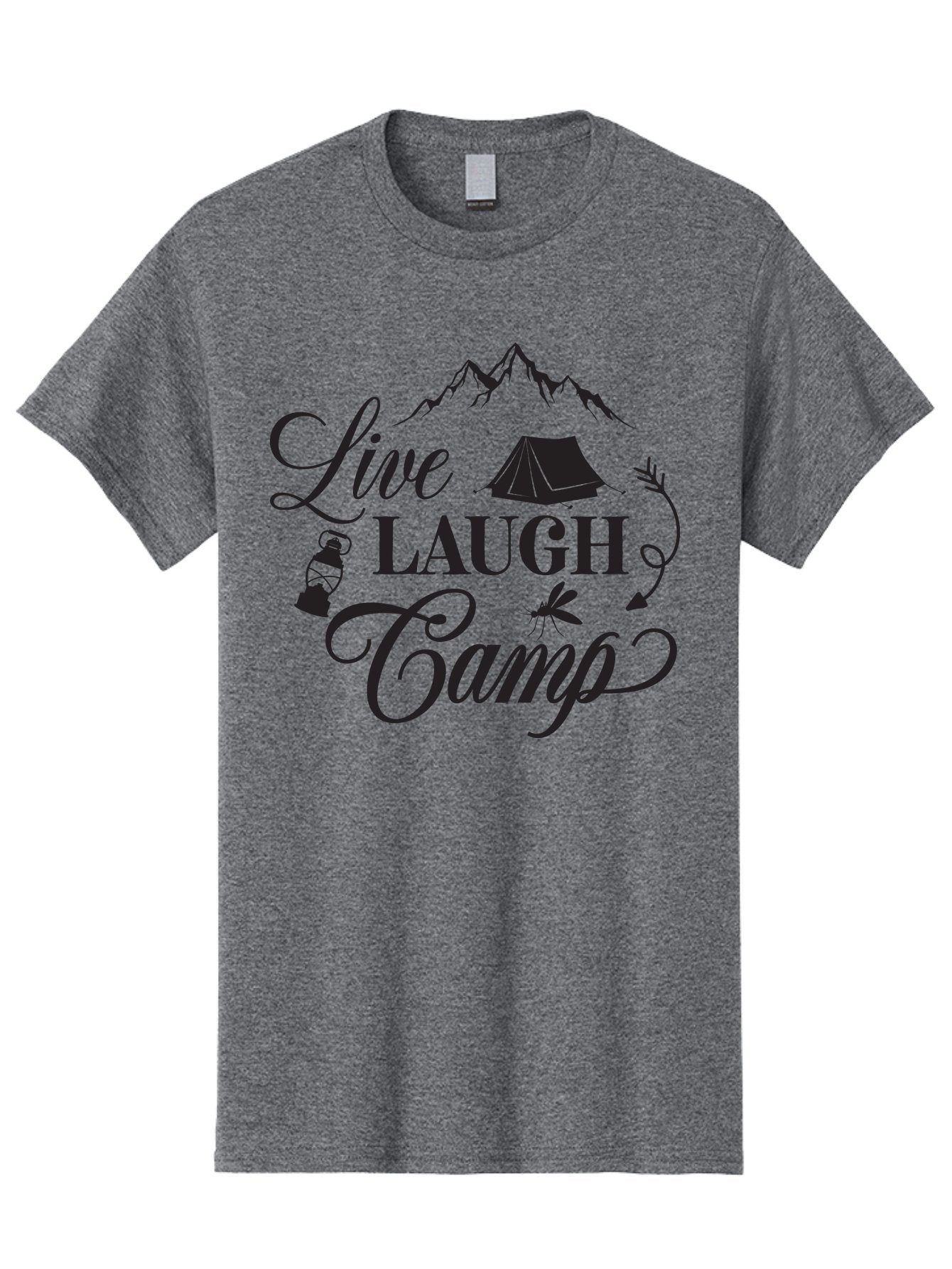 Live-Laugh-Camp Men'S Graphic Tee, 100% Cotton, Comfortable Casual Summer Wear, Machine Washable, Camping Adventure, Outdoor Fun, Tent, Mountains, Lantern, Mosquito, Campfire, Nature Escape, Wilderness Experience, Outdoor Recreation Aac961 6