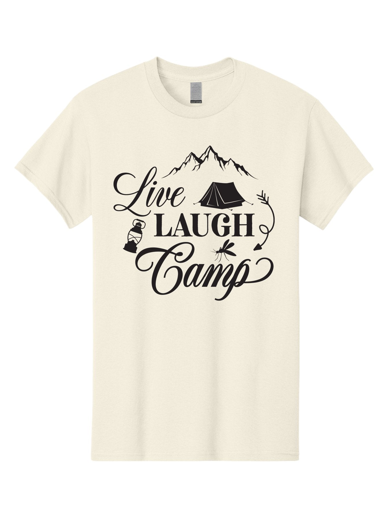 Live-Laugh-Camp Men'S Graphic Tee, 100% Cotton, Comfortable Casual Summer Wear, Machine Washable, Camping Adventure, Outdoor Fun, Tent, Mountains, Lantern, Mosquito, Campfire, Nature Escape, Wilderness Experience, Outdoor Recreation Aac961 15