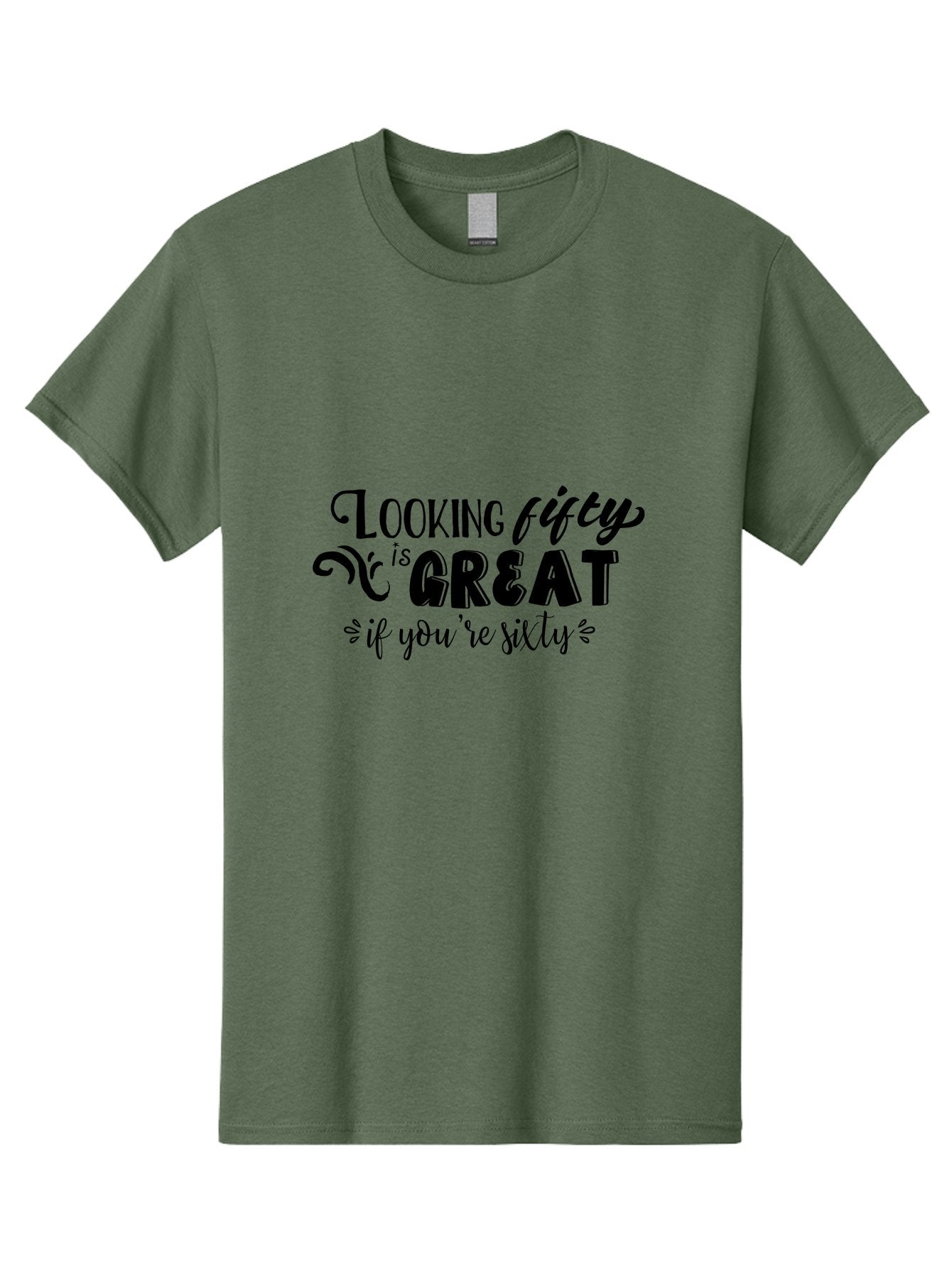 Looking-Fifty-Is-Great Men'S Graphic Tee, 100% Cotton, Comfortable Casual Summer Wear, Machine Washable, Funny Quote, Humorous Saying, Birthday Wishes, Funny T-Shirt, Sarcastic Humor, Age Is Just A Number, Witty Remarks, Playful Phrases Aac966 7