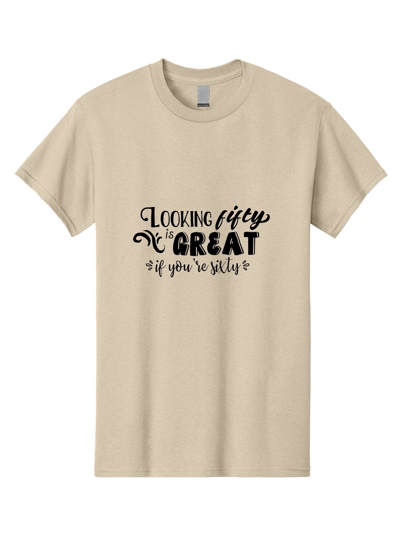 Looking-Fifty-Is-Great Men'S Graphic Tee, 100% Cotton, Comfortable Casual Summer Wear, Machine Washable, Funny Quote, Humorous Saying, Birthday Wishes, Funny T-Shirt, Sarcastic Humor, Age Is Just A Number, Witty Remarks, Playful Phrases Aac966 5