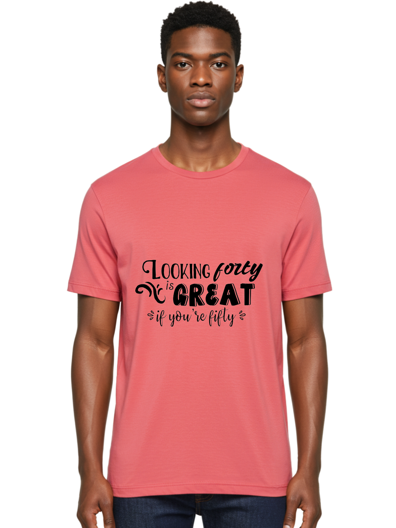 Looking-Forty-Is-Great Men'S Graphic Tee, 100% Cotton, Comfortable Casual Summer Wear, Machine Washable, Funny Quotes, Age Is Just A Number, Humor, Witty Sayings, Funny T-Shirts, Sarcastic Quotes, Funny Slogans, Great Designs Aac967 4