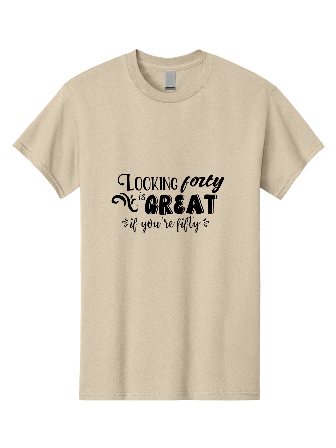 Looking-Forty-Is-Great Men'S Graphic Tee, 100% Cotton, Comfortable Casual Summer Wear, Machine Washable, Funny Quotes, Age Is Just A Number, Humor, Witty Sayings, Funny T-Shirts, Sarcastic Quotes, Funny Slogans, Great Designs Aac967 5
