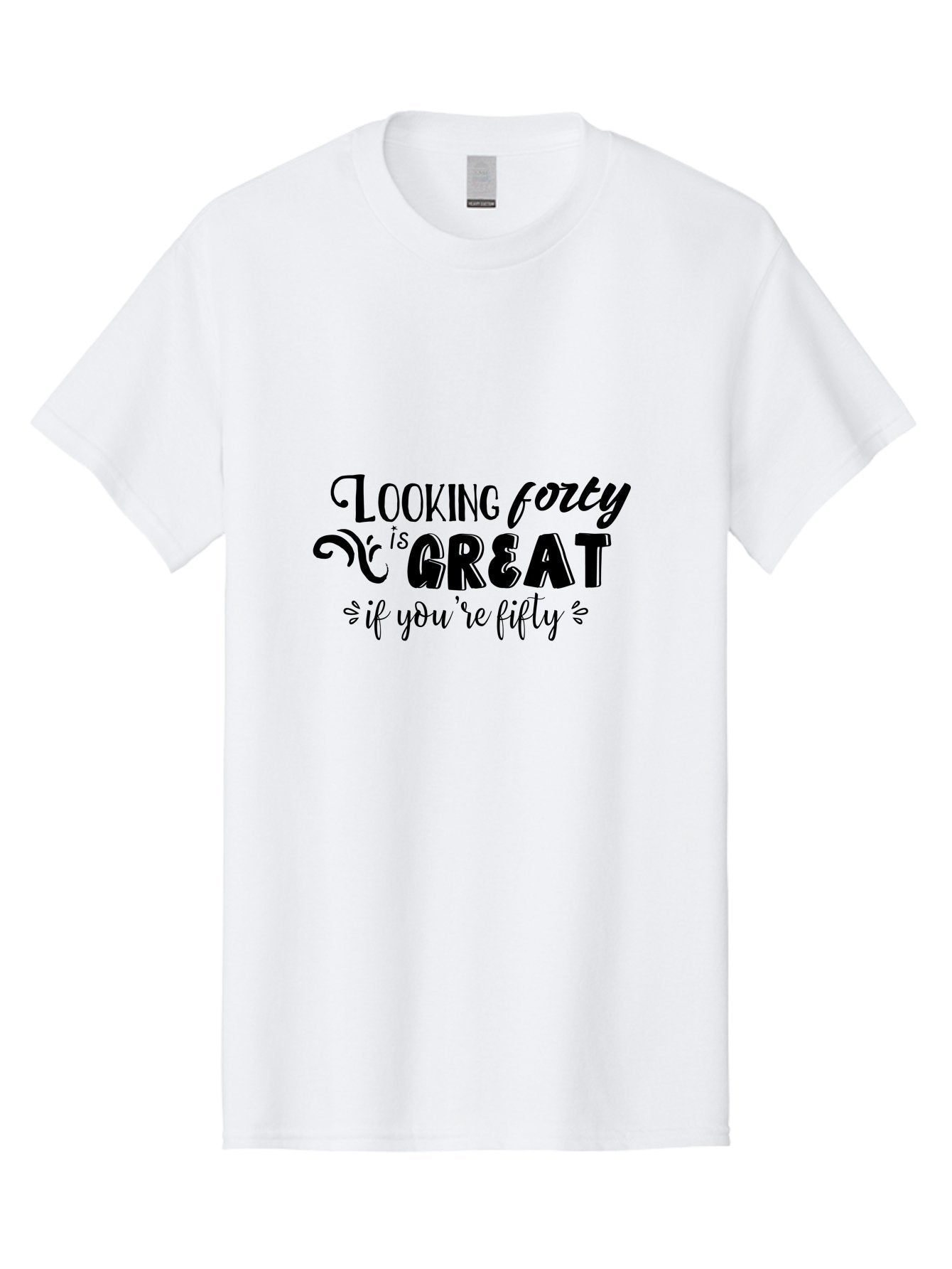 Looking-Forty-Is-Great Men'S Graphic Tee, 100% Cotton, Comfortable Casual Summer Wear, Machine Washable, Funny Quotes, Age Is Just A Number, Humor, Witty Sayings, Funny T-Shirts, Sarcastic Quotes, Funny Slogans, Great Designs Aac967 9