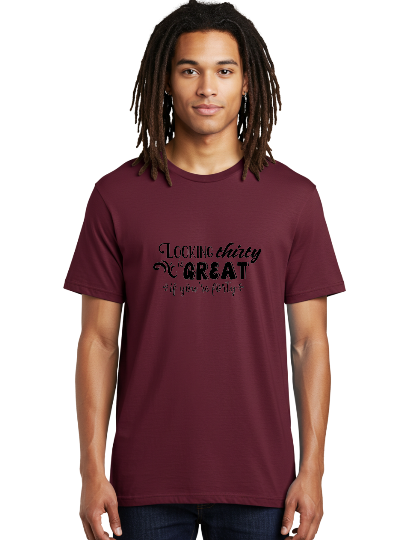 Looking-Thirty-Is-Great-If-You-Re-Forty Men'S Graphic Tee, 100% Cotton, Comfortable Casual Summer Wear, Machine Washable, Funny Quote, Humorous Saying, Age Joke, Witty Phrase, Clever Humor, Sassy Quote, Funny T-Shirt Design, Funny Saying Aac968 20