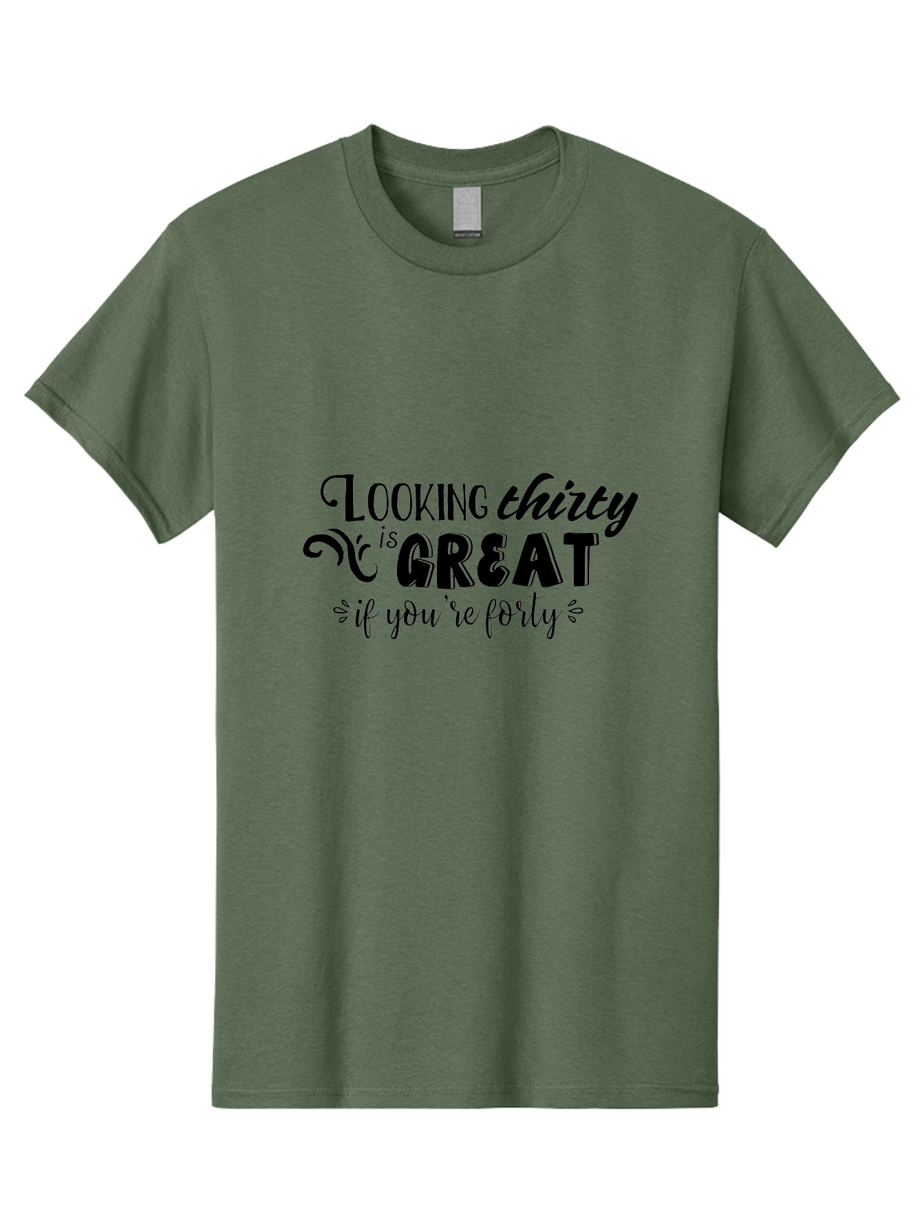 Looking-Thirty-Is-Great-If-You-Re-Forty Men'S Graphic Tee, 100% Cotton, Comfortable Casual Summer Wear, Machine Washable, Funny Quote, Humorous Saying, Age Joke, Witty Phrase, Clever Humor, Sassy Quote, Funny T-Shirt Design, Funny Saying Aac968 3
