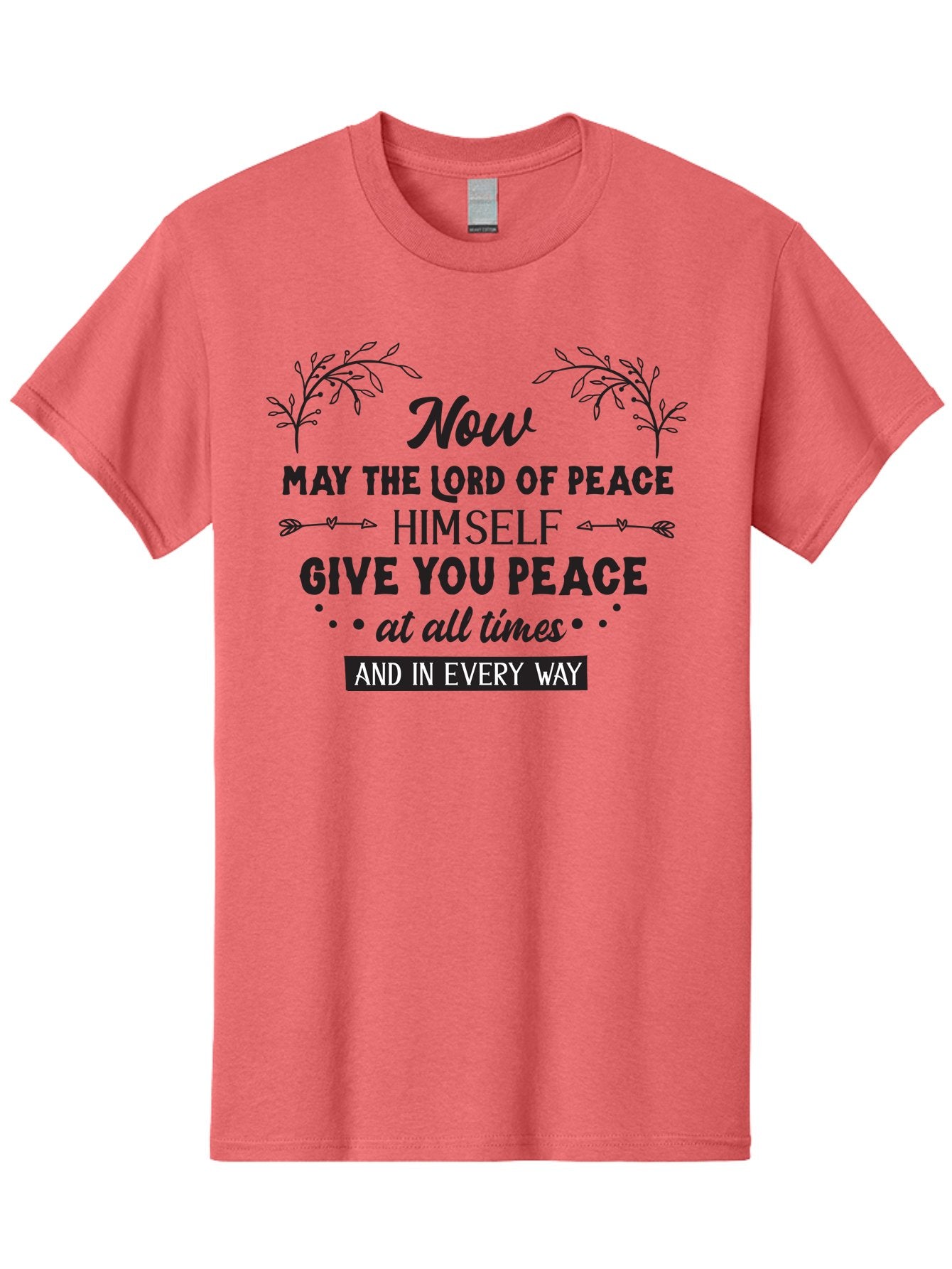 Lord-Of-Peace Men'S Graphic Tee, 100% Cotton, Comfortable Casual Summer Wear, Machine Washable, Inspirational Quote, Bible Verse, Motivational Phrase, Lord Of Peace, Peaceful Message, Spiritual Guidance, Faith-Based Graphic, Aac970 11