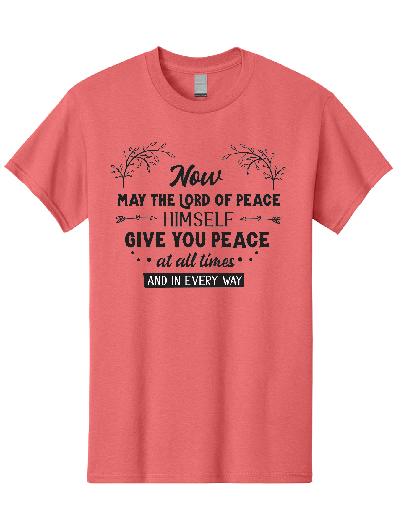 Lord-Of-Peace Men'S Graphic Tee, 100% Cotton, Comfortable Casual Summer Wear, Machine Washable, Inspirational Quote, Bible Verse, Motivational Phrase, Lord Of Peace, Peaceful Message, Spiritual Guidance, Faith-Based Graphic, Aac970 7