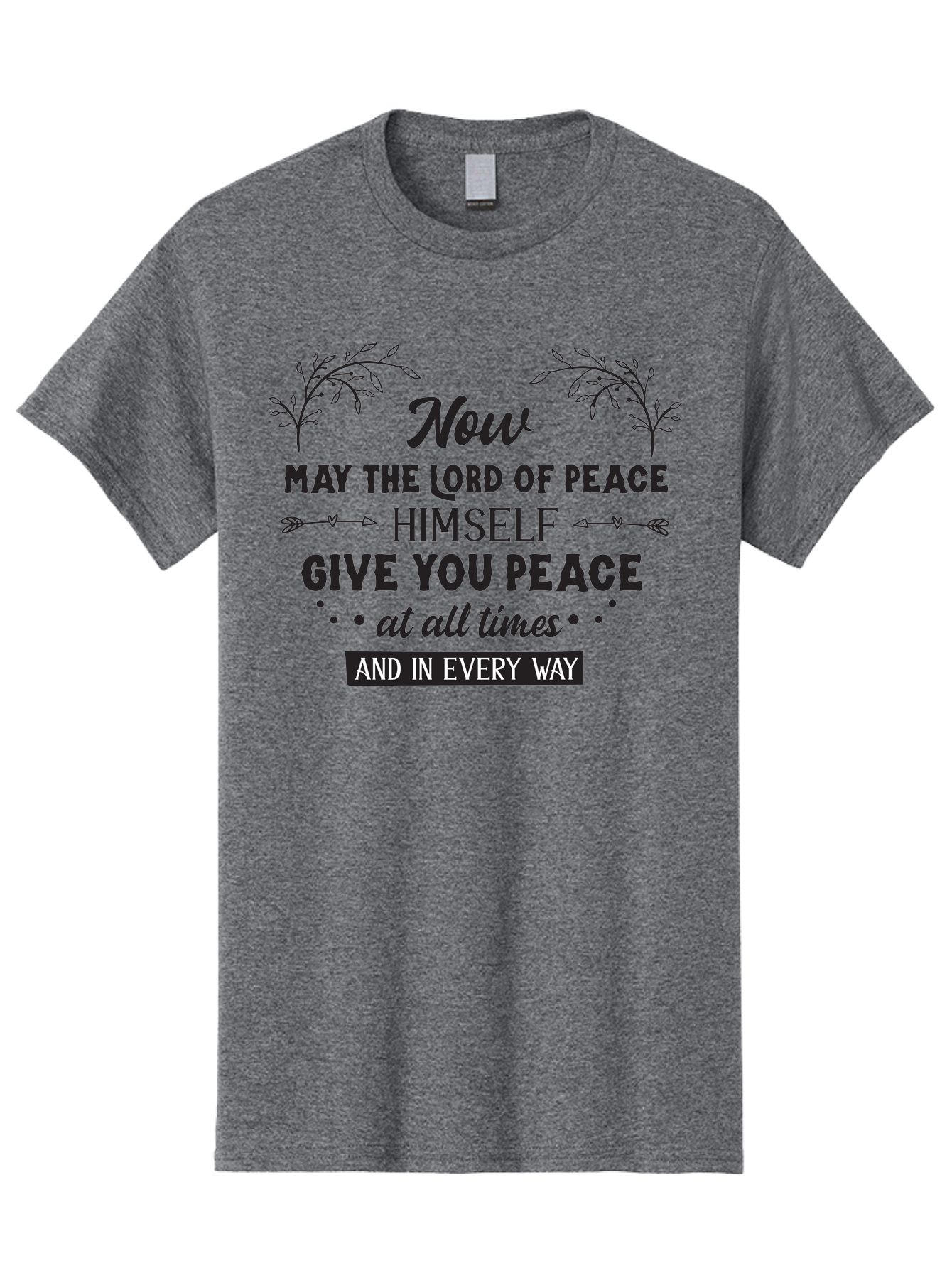 Lord-Of-Peace Men'S Graphic Tee, 100% Cotton, Comfortable Casual Summer Wear, Machine Washable, Inspirational Quote, Bible Verse, Motivational Phrase, Lord Of Peace, Peaceful Message, Spiritual Guidance, Faith-Based Graphic, Aac970 25